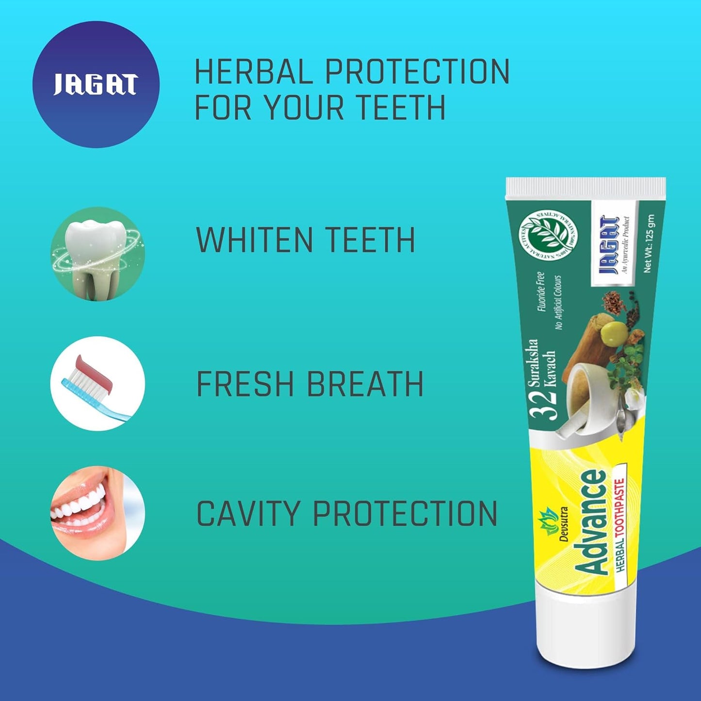 Jagat Devsutra Advanced Toothpaste & Red Toothpaste | Doctor Recommended Ayurvedic, Organic & Herbal | 100% Natural Teeth Whitening, No Fluoride & Artificial Colors, Gum Cure, Vegan - Pack of 4