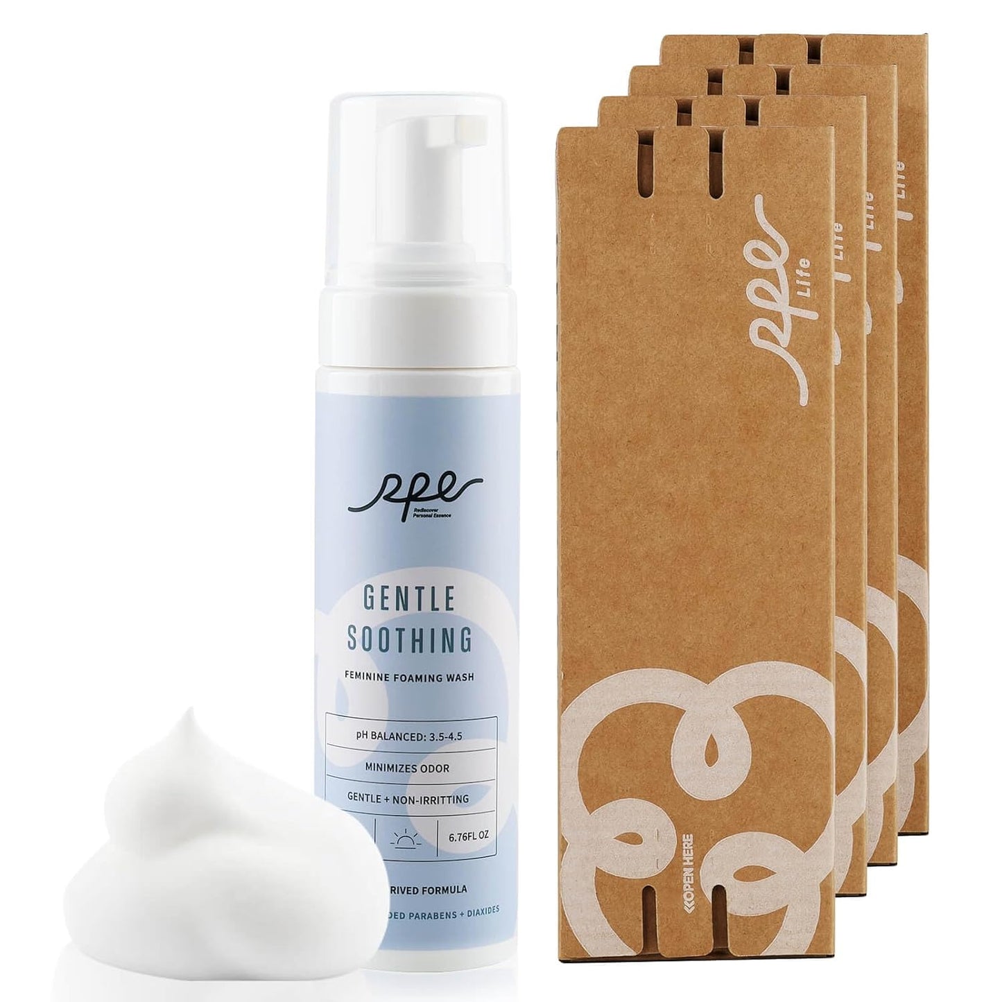 Gentle Soothing Feminine Wash for Women, Vaginal Reduces Odor Body Wash, Ph Balance Plant-Based Cleanser for Sensitive Skin - Paraben & Dioxide Free, Unscented, 6.76 Fl.Oz, Pack of 4