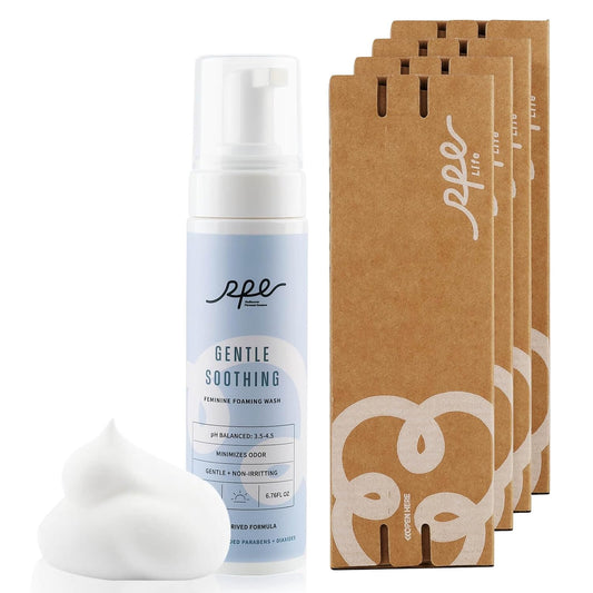 Gentle Soothing Feminine Wash for Women, Vaginal Reduces Odor Body Wash, Ph Balance Plant-Based Cleanser for Sensitive Skin - Paraben & Dioxide Free, Unscented, 6.76 Fl.Oz, Pack of 4