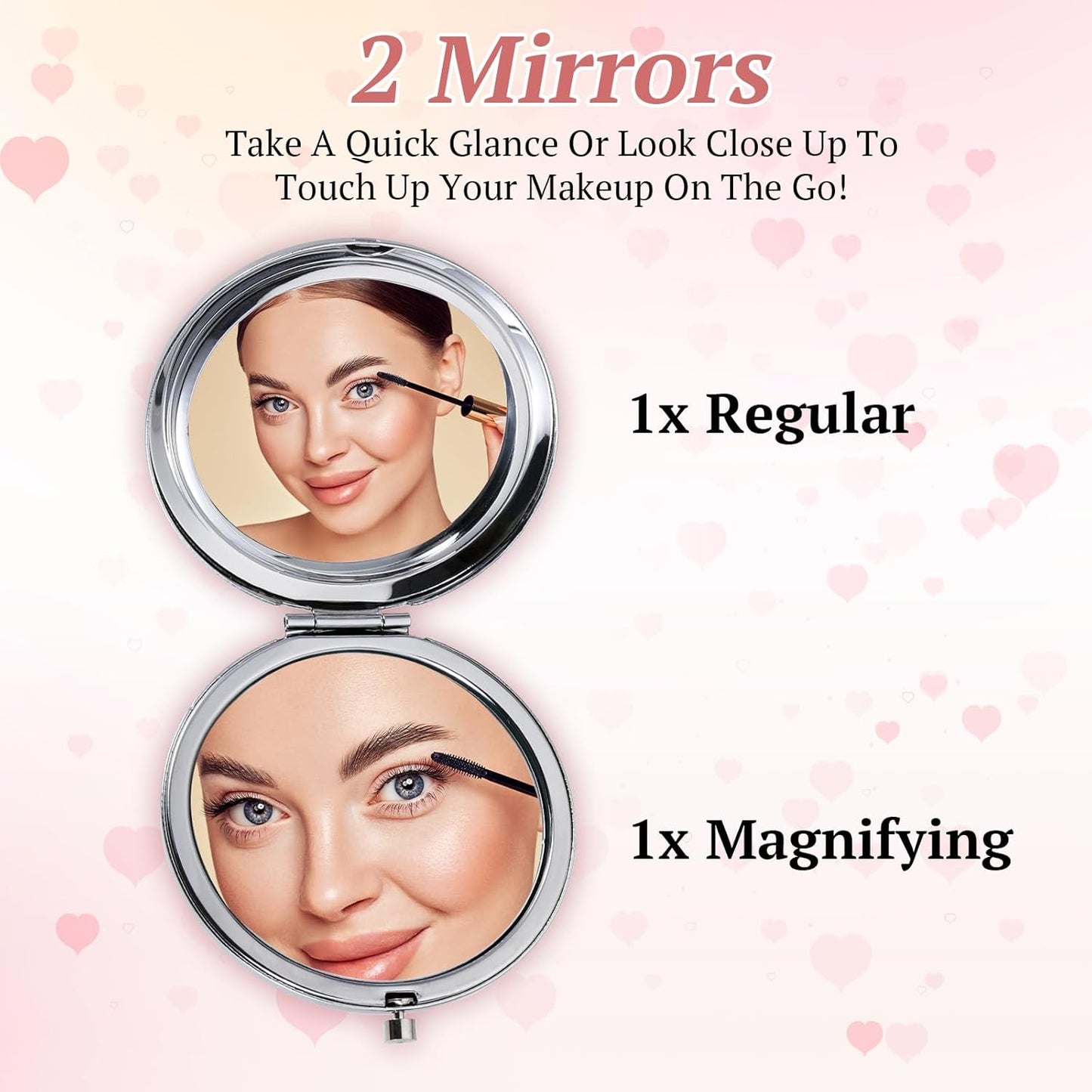Personalized Compact Mirror for Women, Custom Birth Flower and Name Pocket Mirror, 1X/2X Magnification Travel Makeup Mirror for Purse, Gift for Bridesmaid Wedding Birthday Christmas Mom Friend Sister