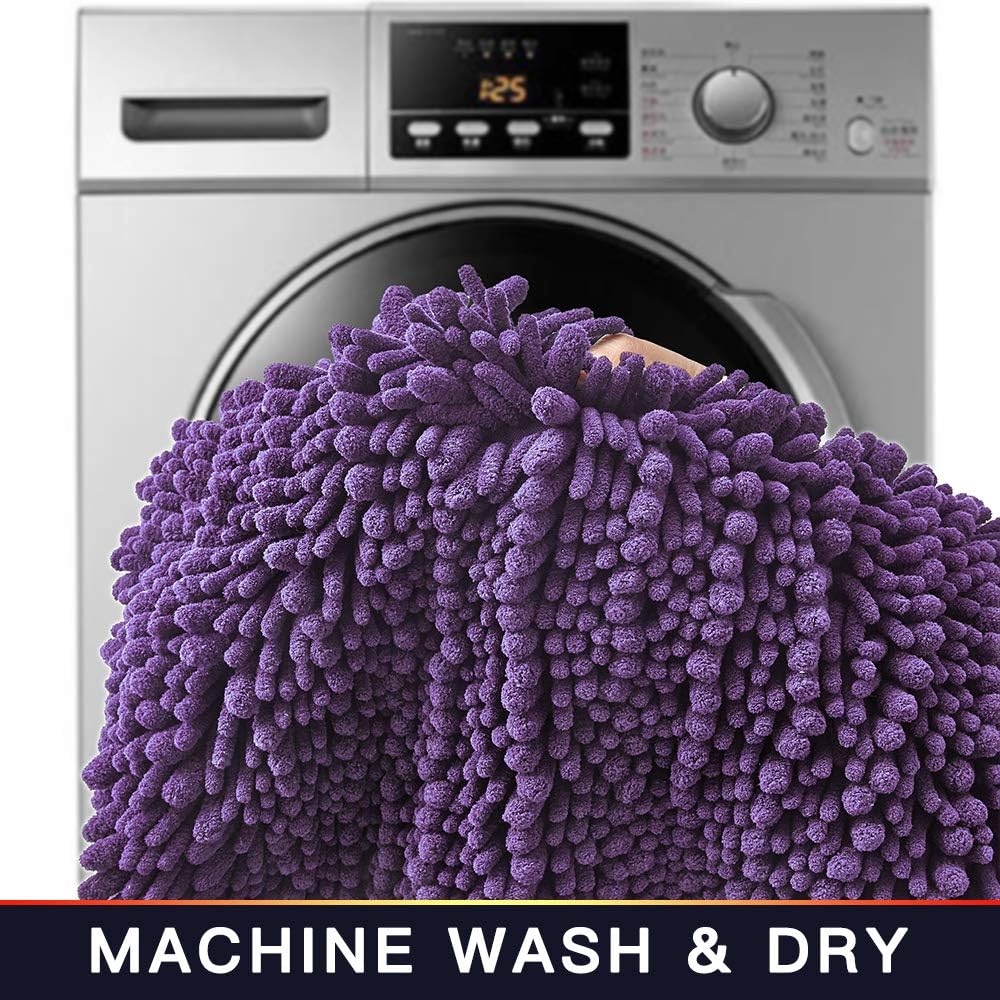 Walensee Large Bathroom Rug Non Slip Bath Mat (72x24 Inch Lavender) Water Absorbent Super Soft Shaggy Chenille Machine Washable Dry Extra Thick Perfect Absorbant Best Plush Carpet for Shower Floor