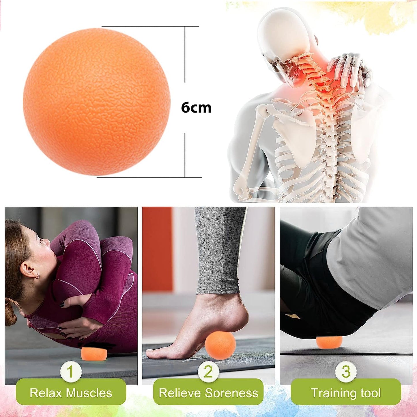 Massage Ball Set for Myofascial Trigger Point Release & Deep Tissue Massage, Kit of 7-3 Sizes Spiky Massage Balls, Peanut Ball, 1 Hand Roller Ball,1 Trigger Point Massager,1 Massage Lacrosse Ball