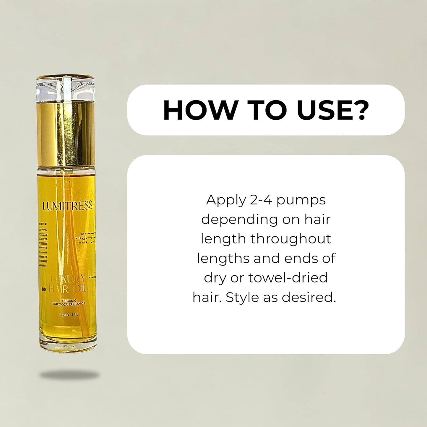 Luxury Hair Oil, Leave-in Treatment, Frizz Control, Split End Repair
