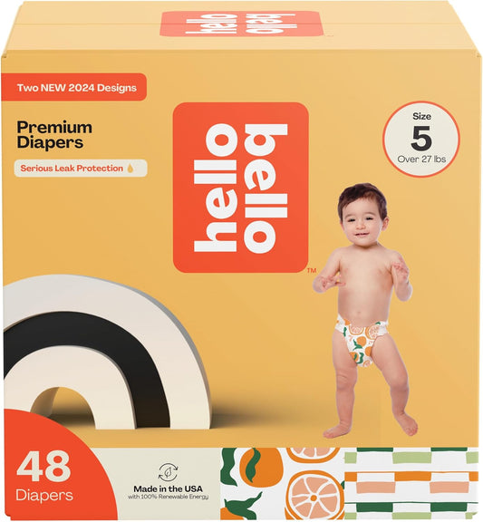Hello Bello Premium Diapers Size 5, Main Squeeze & Zesties for The Resties Designs, 48ct Club Box