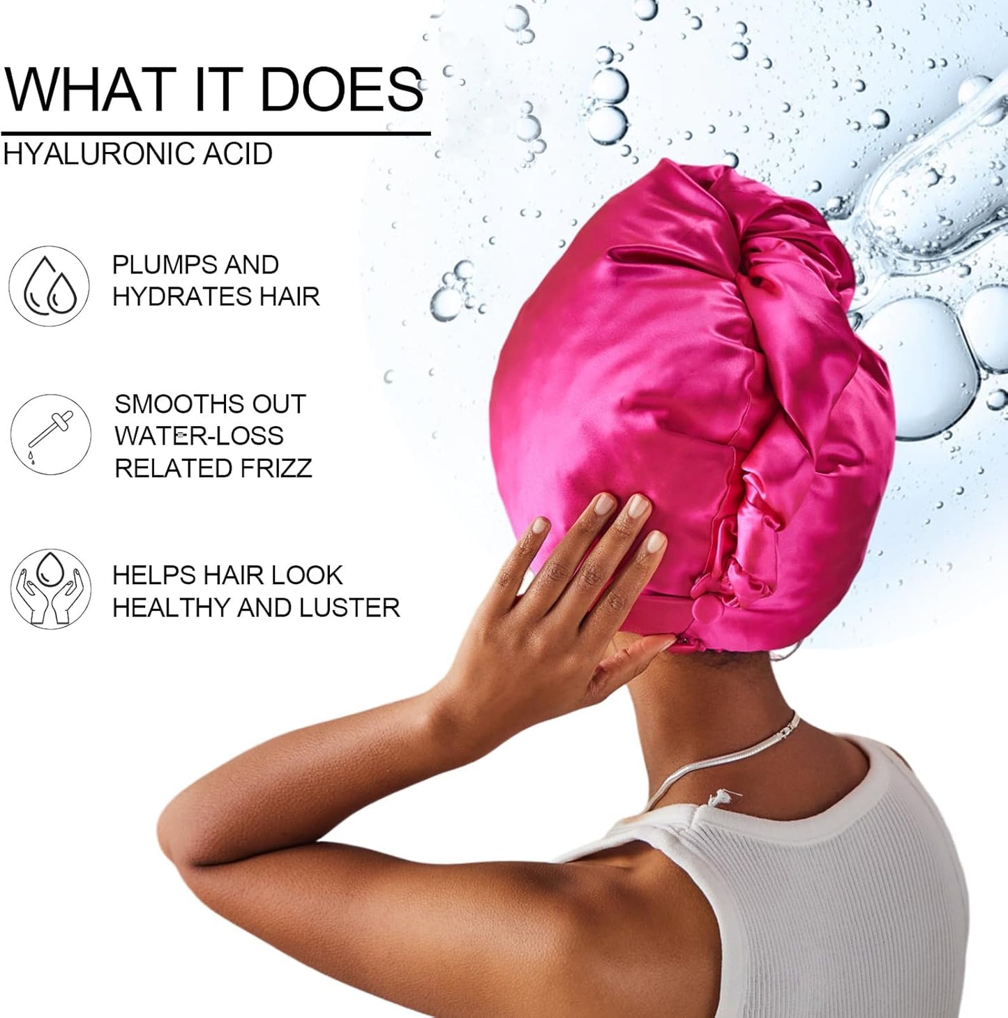 PROMEED Long Silk Hair Turban with Hyaluronic Acid Infusion, 100% 23 Momme Mulberry Silk Bonnet Hair Wrap for Sleeping