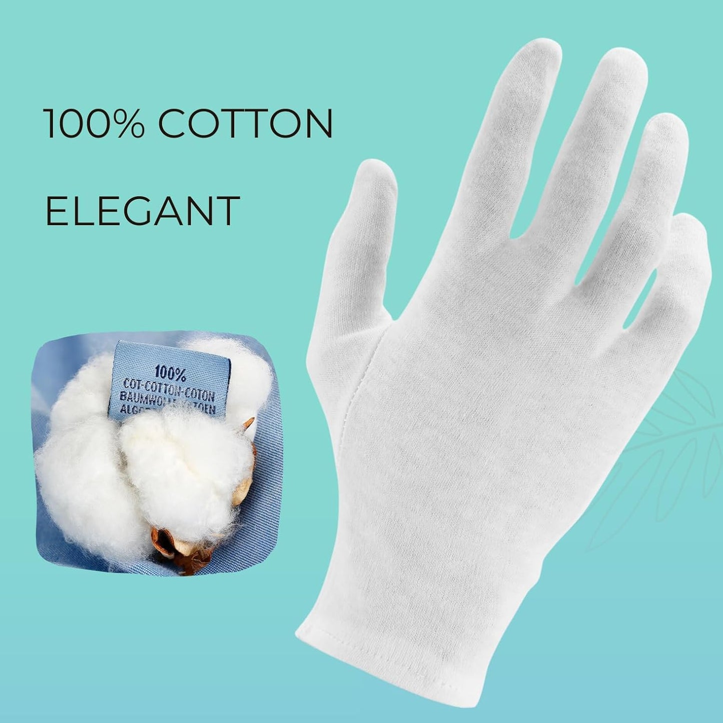 Cotton Gloves - 3 Pairs White, Moisturizing Night Gloves for Dry Hands, Size M