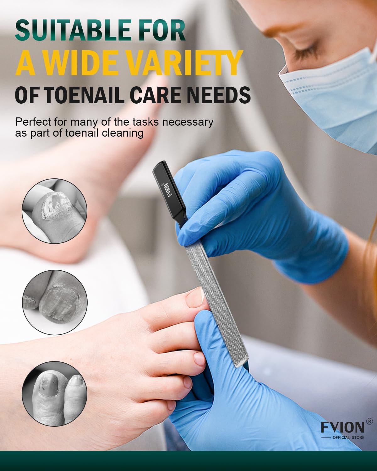 FVION 2 PCS Stainless Steel Double-Sided Long Nail File for Thick Nails – Professional Toenail File, Durable and Efficient Nail Care Tool Ideal for Manicure Or Pedicure