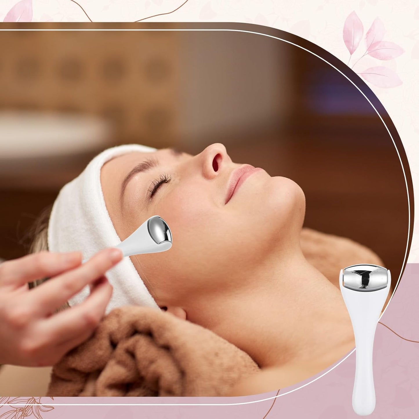 Tondiamo 2 Pcs Muscle Roller Stick Fascia Body Cellulite Face Muscle Massage Roller Manual Massage Tools for Muscles Relief Neck Arm Back Leg Rollers Deep Release(White,Metal)