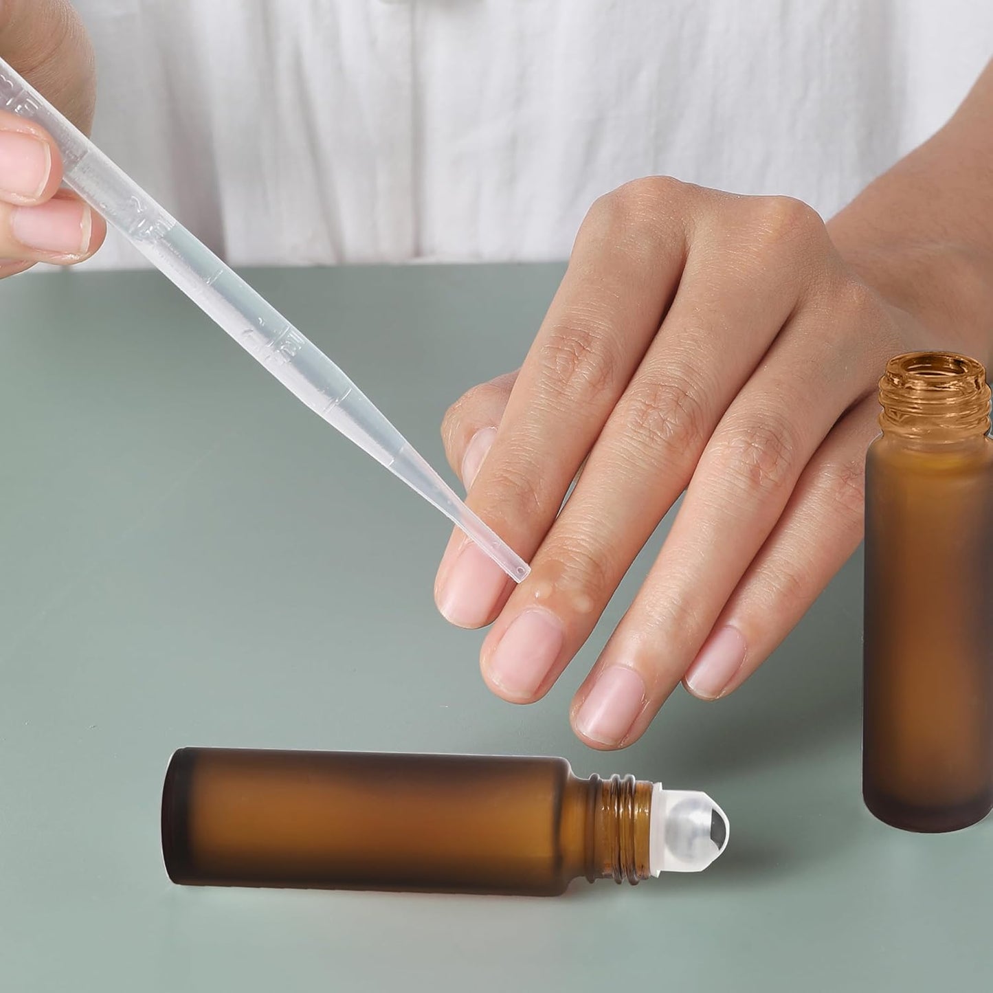 Essential Oil Roller Bottles, 10ml Thick Glass Perfume Roller Bottles with Funnel Opener and Dropper Amber Glass Empty Bottles with Stainless Steel Roller Balls (Amber, 12 Pack)