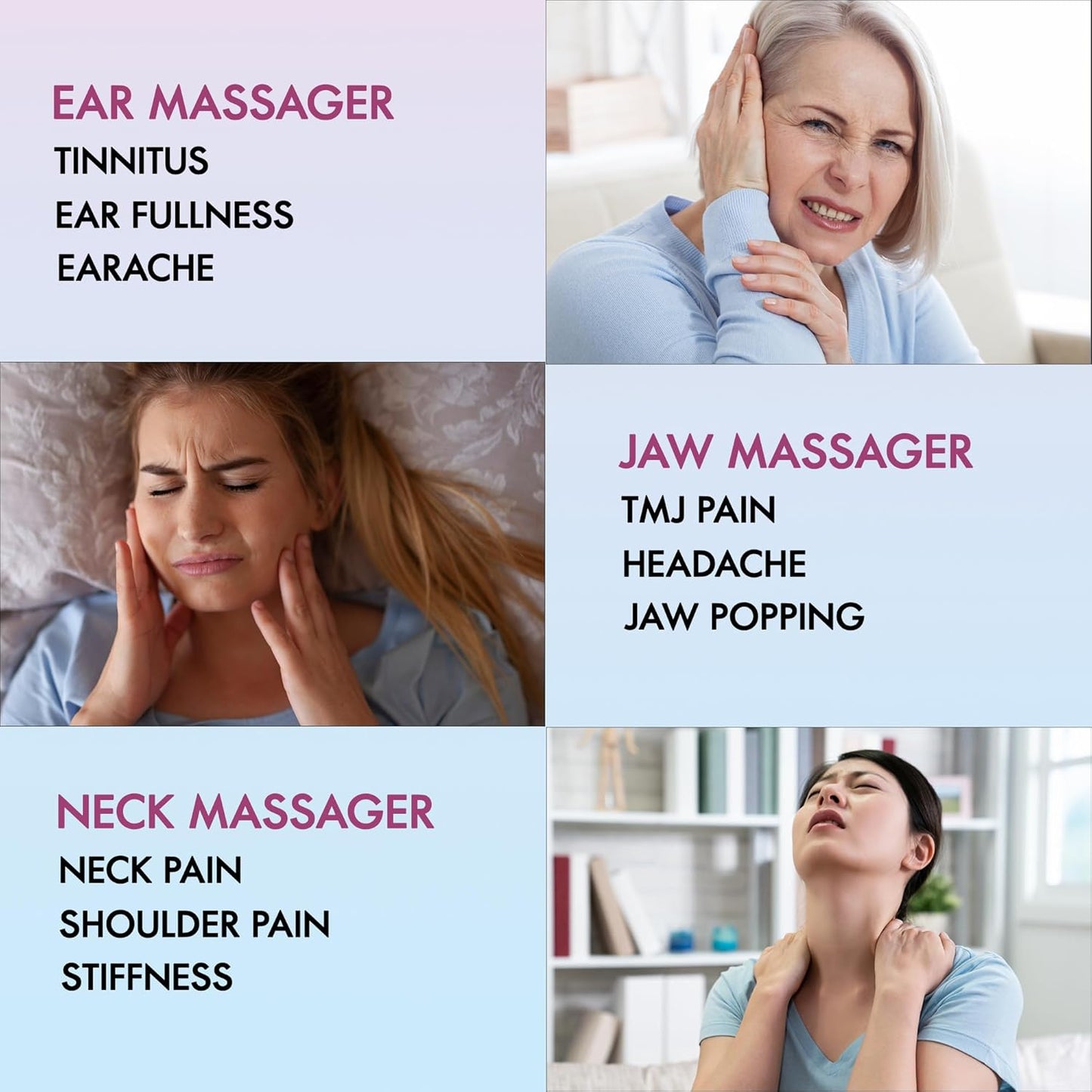 Silicone Ice Head Massage Roller for Head, Neck, Jaw, Ear, and Sinus Relief-Rechargeable Handheld Massage Roller with Comfortable Grip (Purple)