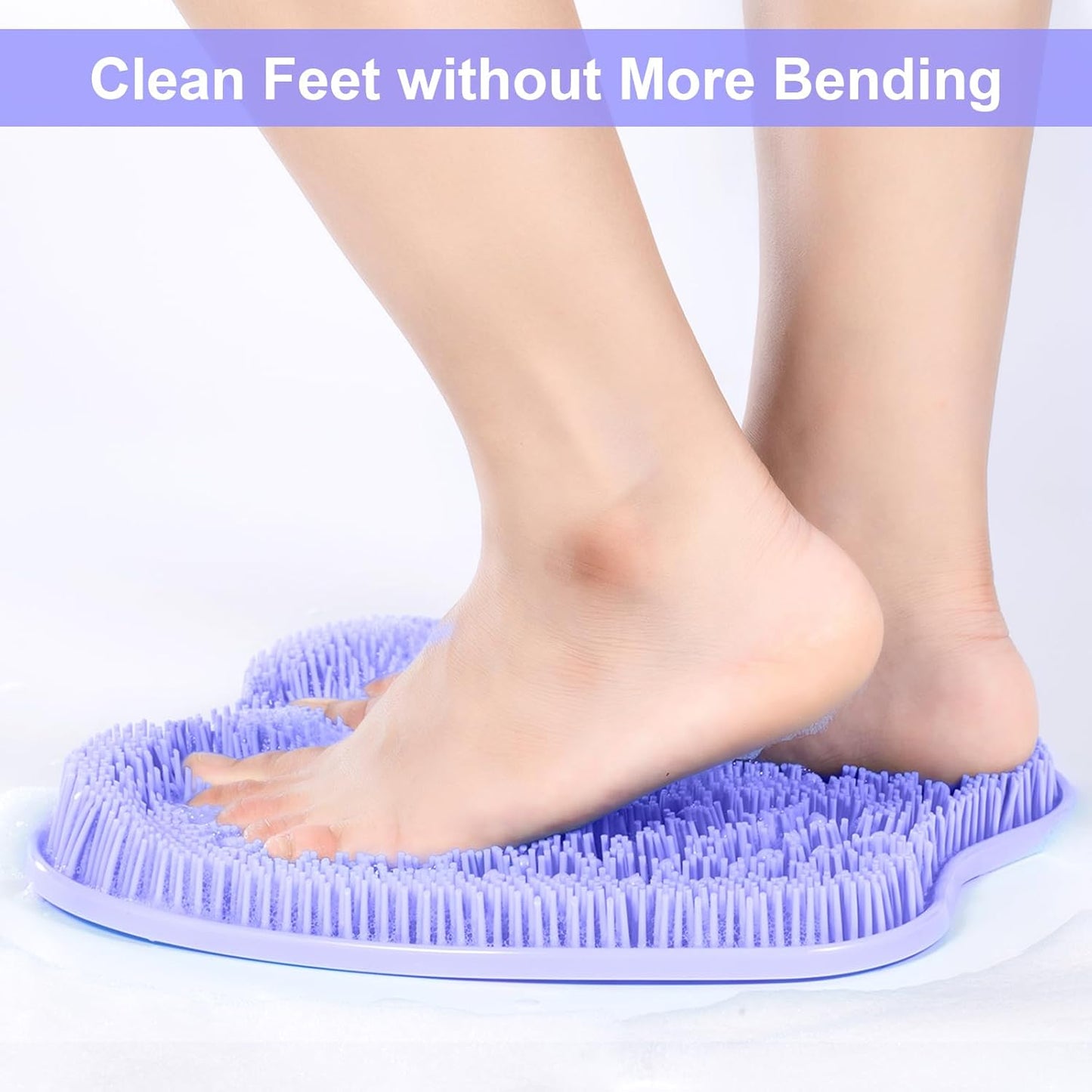 BESKAR Shower Foot Scrubber Mat with Non-Slip Suction Cups, Foot Spa Brush for Cleaning & Exfoliating Your Feet No Bend, Foot Points Reflexology Mat for Relax Your Feet