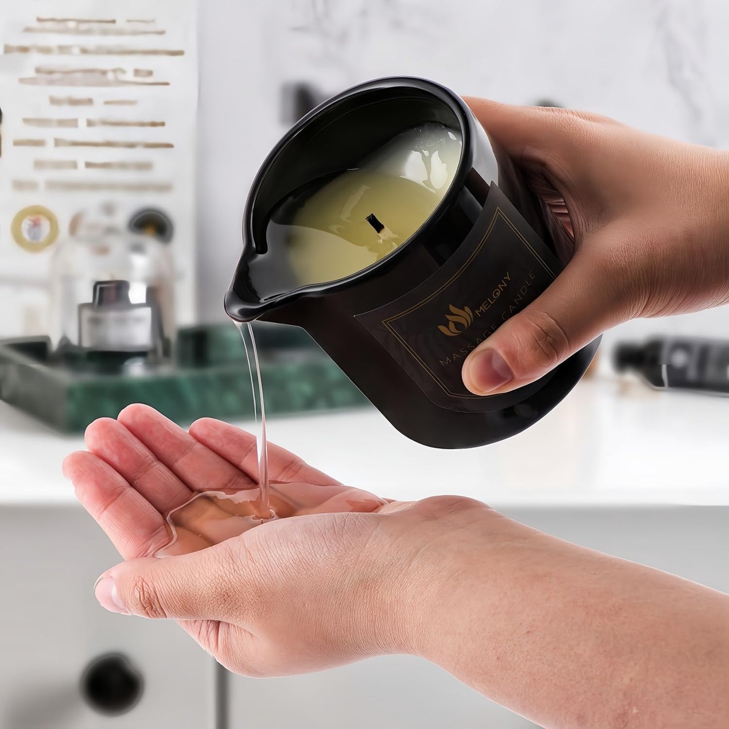 MELONY Massage Oil Candle for Pure Relaxation- 8.1 oz- Moisturizing Essential Oil Body Massage Candle for Home Spa- Amazing Gift for Women & Men (Lavender)