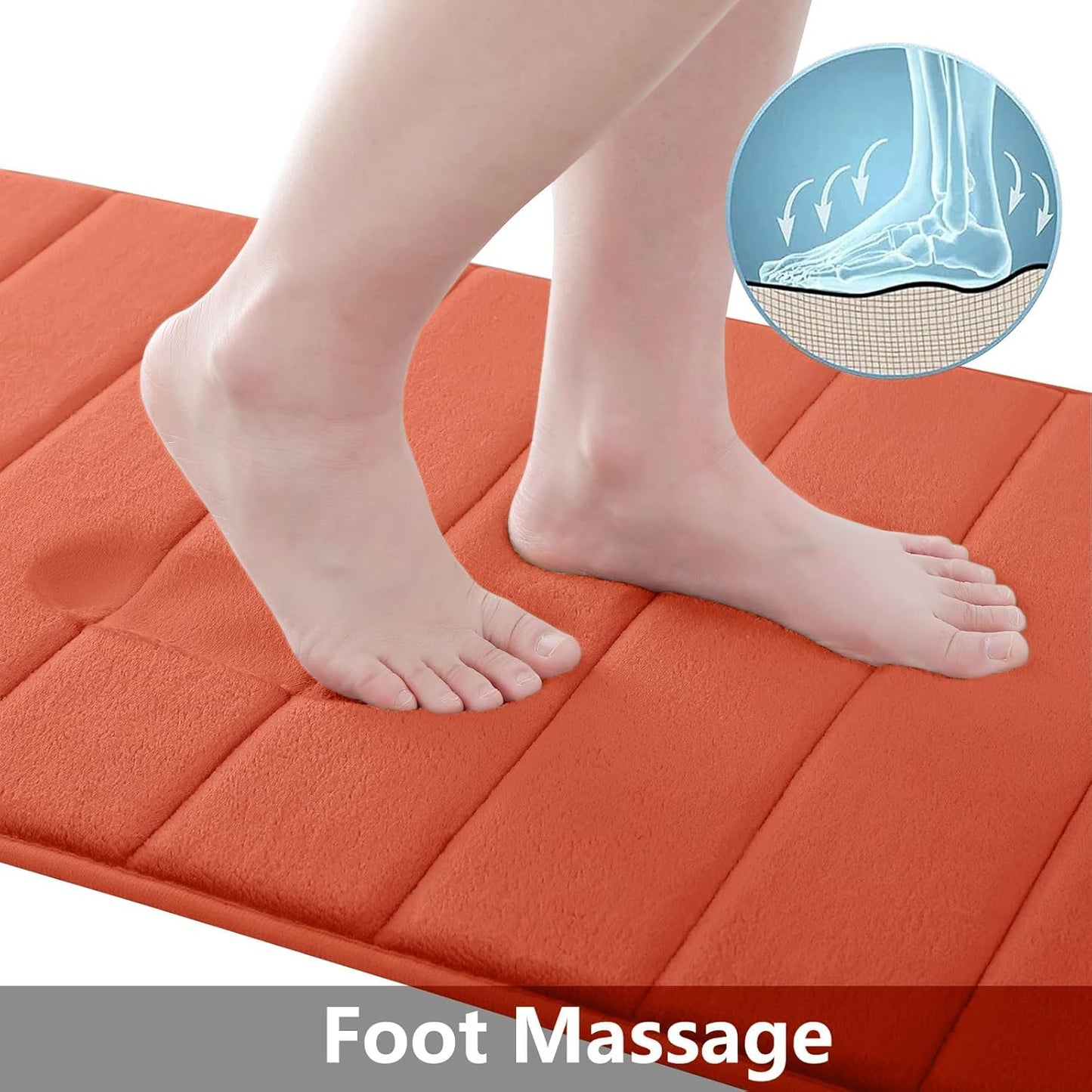Buganda Memory Foam Bath Mat, 24" x 16", Ultra Soft and Non-Slip Bathroom Rugs, Water Absorbent and Machine Washable Bath Rug for Bathroom, Shower, and Tub, Coral