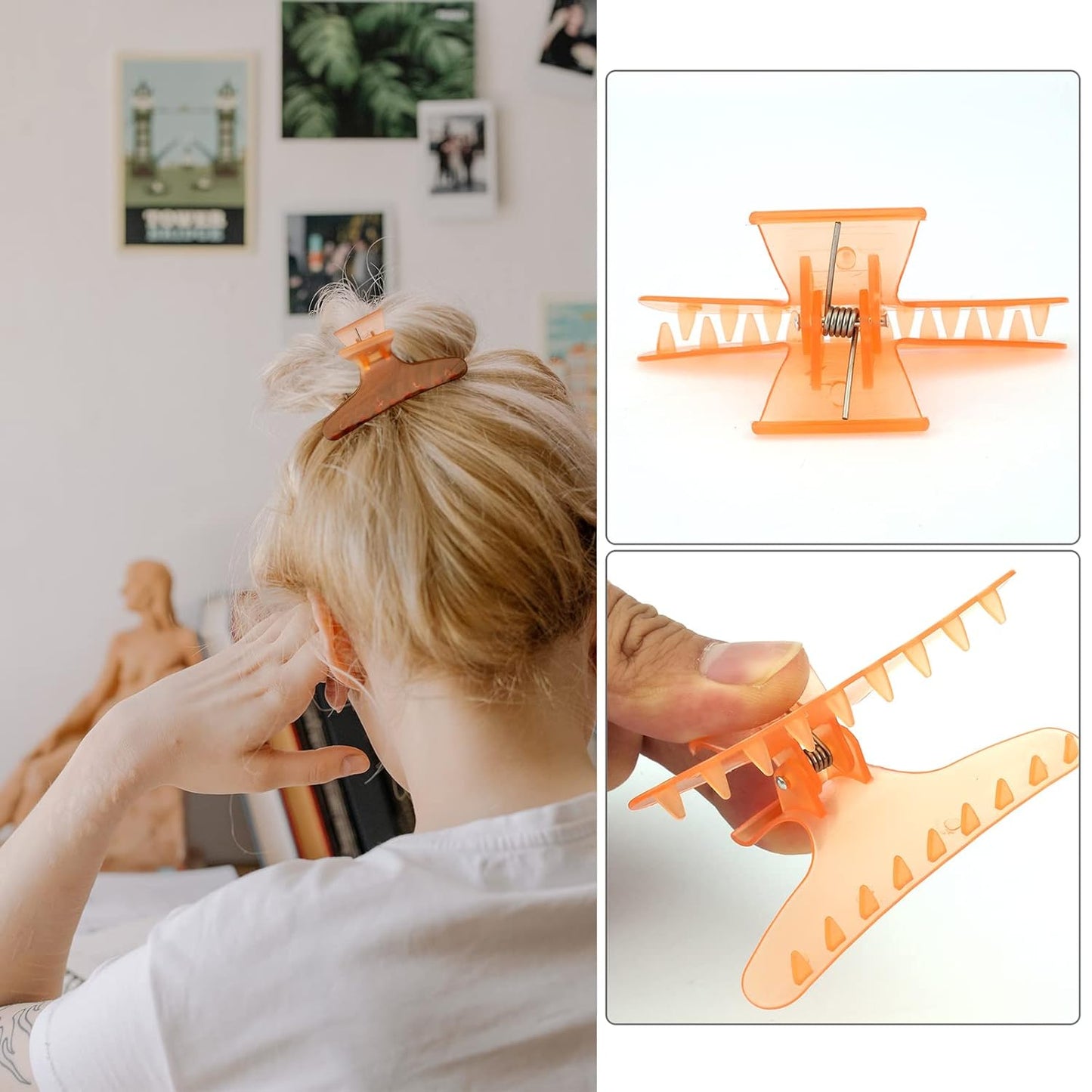 Ondder Hair Clips for Styling, Cutting, Coloring - Butterfly Claw Clamps and Sectioning Clips for Salon and Home Use - Hair Accessories for Women and Girls in Black, Blue, and Orange