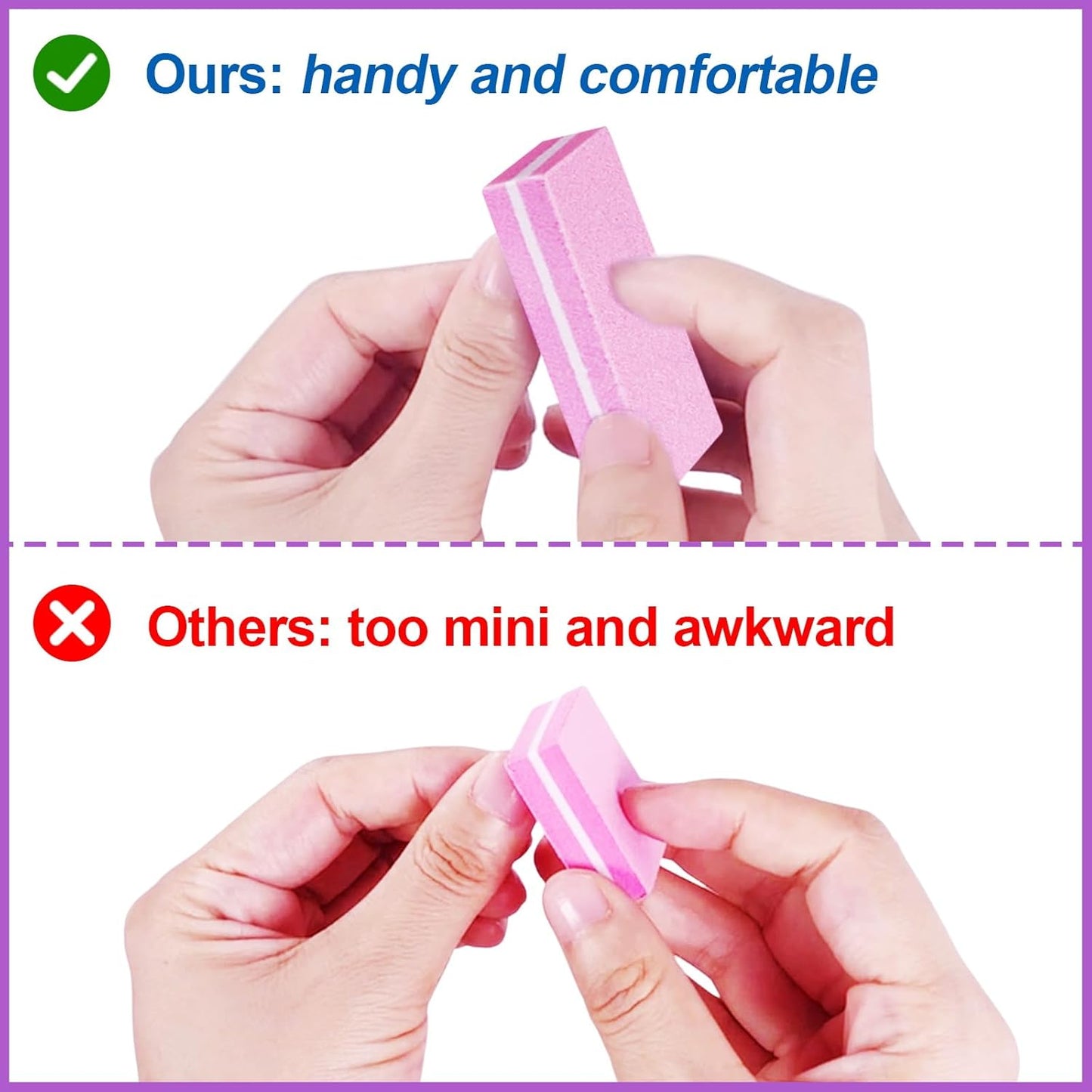 Pink Professional Nail Buffer Set - 30 Pcs, Acrylic & Natural Nails, 100/180 Grit Buffer Blocks