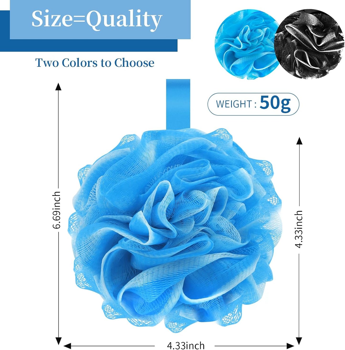 Bath Loofah Sponge Back Scrubber Shower Sponge Soft Mesh Exfoliator Pouf Shower Ball Bath Sponges for Women and Men Bath Accessories