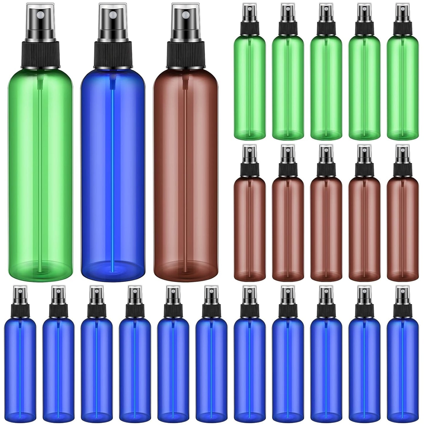 Eccliy 32 Pcs 8 oz Spray Bottles Fine Mist Cleaning Bottles Clear Empty Plastic Travel Sprayer Refillable Sprayer with Cap for Cleaning Solutions Oils Travel Perfumes (Multicolor,Colored)