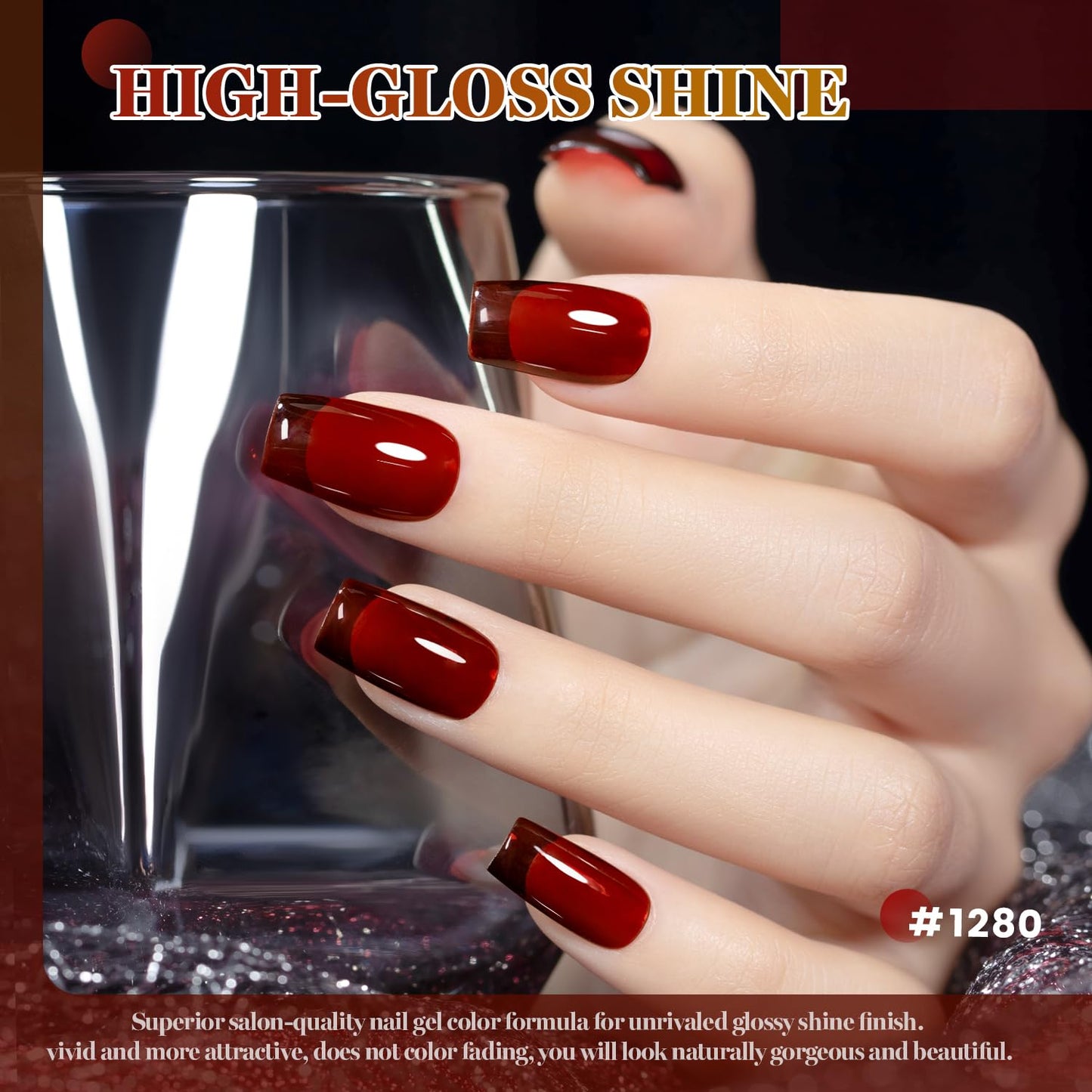 RARJSM Jelly Stained Glass Gel Nail Polish Set 6pcs Clear Amber Yellow Cherry Red Orange Olive Green Crystal Transparent Series Sheer Gel Varnish Curing Requires Soak off Home Salon French Manicure