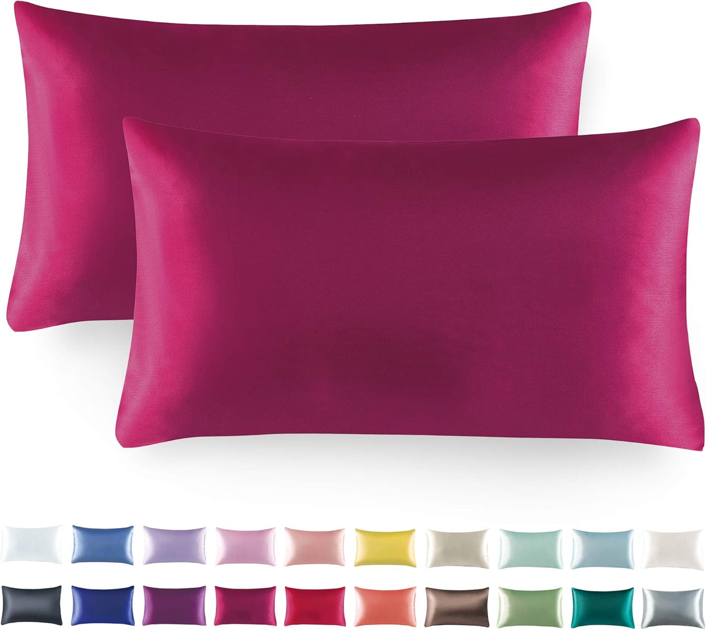 Tyfitb Satin Pillowcase Set for Hair & Skin Care – Cooling, Hypoallergenic, Anti-Frizz, Wrinkle-Free – Soft, Luxurious Pillowcases with Envelope Closure – 2-Pack, Standard Size 20x26, Gift-Ready