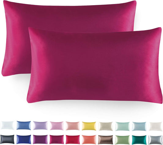 Tyfitb Satin Pillowcase Set for Hair & Skin Care – Cooling, Hypoallergenic, Anti-Frizz, Wrinkle-Free – Soft, Luxurious Pillowcases with Envelope Closure – 2-Pack, Standard Size 20x26, Gift-Ready