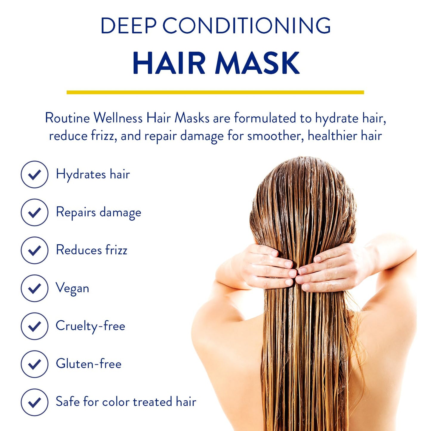 Routine Wellness Deep Conditioning Hair Mask for Dry Damaged Hair - Hydrating, Moisturizing Repair Treatment - Promotes Volume - Unscented 8oz