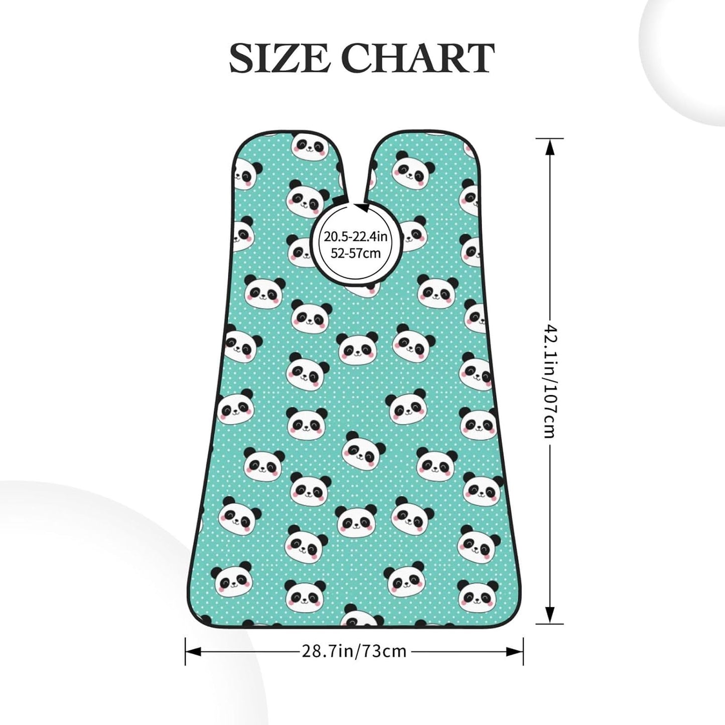 Beard Shaving Cape with Suction Cups, Kawaii Panda Face Polka Dot Teal Mint Green Shave Bib, Non-Stick Waterproof Hair Catcher, Grooming Bib for Men Husband