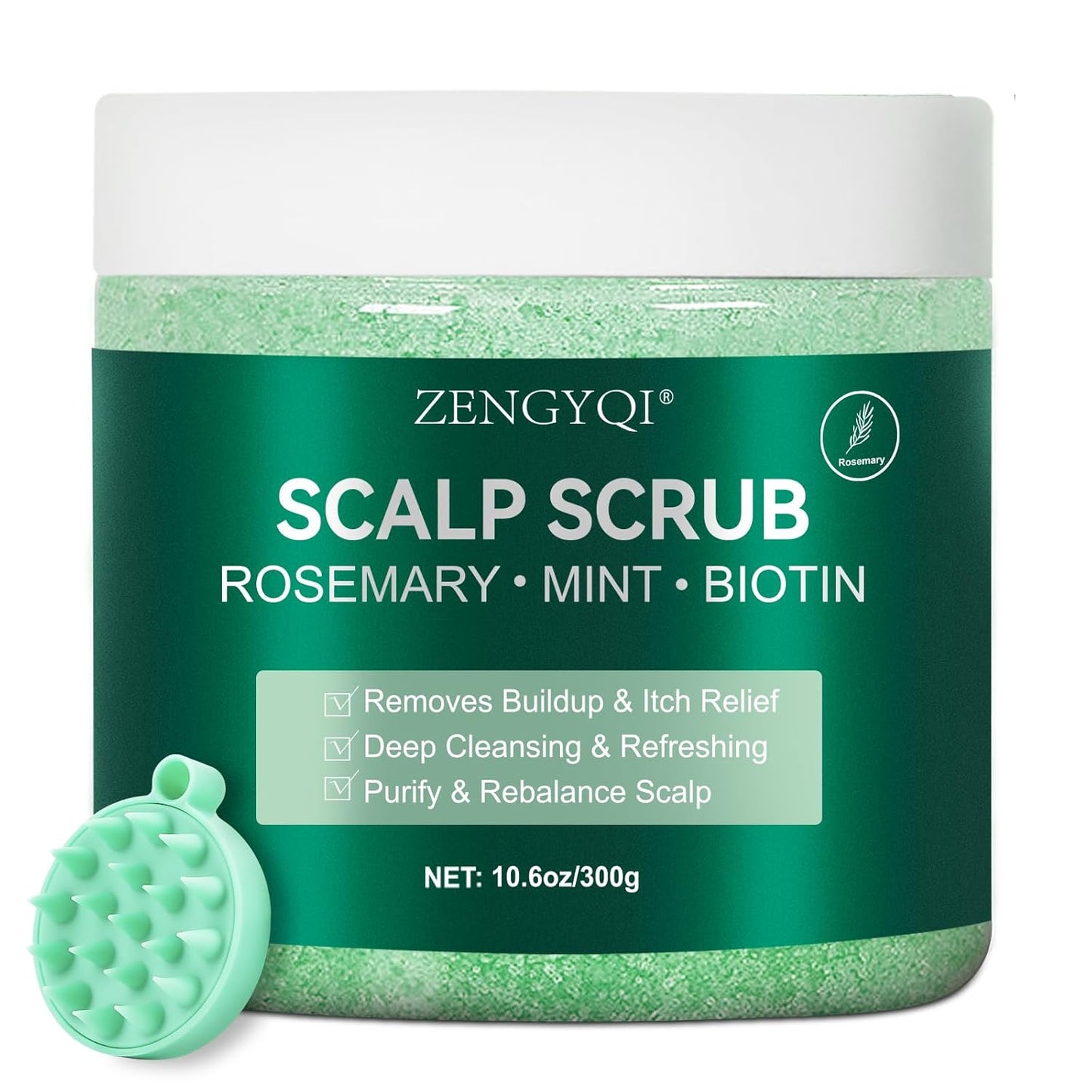 Scalp Scrub, Rosemary & Mint Oil & Biotin Scalp Exfoliator Scrub Shampoo with Silicone Cleansing Massager, Hair Treatment for Itchy Scalp, Dandruff & Buildup Removal & Thick and Strong Hair Growth