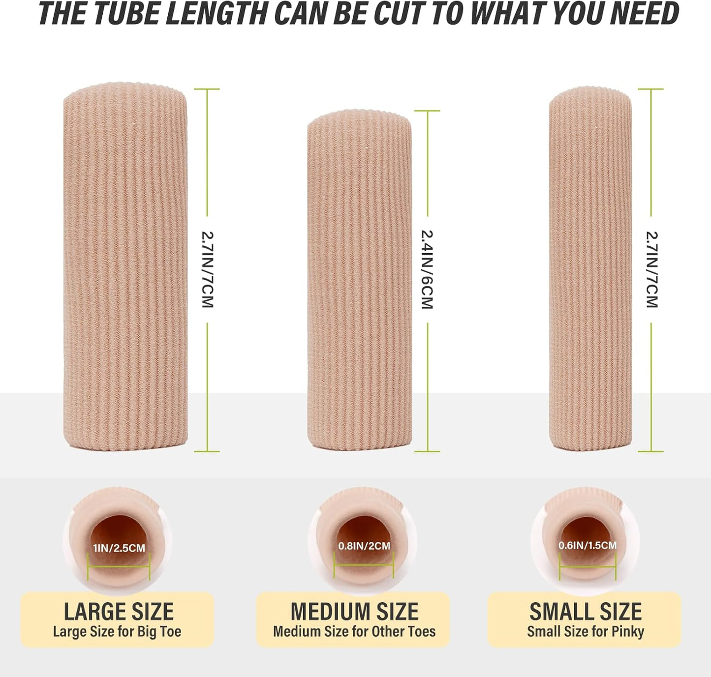 ERGOfoot 6 Pack Toe Caps Close Finger Toe Sleeve Tubes Toe Protectors Gel Rubbing Tube to Prevent Bunions, Hammertoes, Callus, Corn, Blisters(Diameter 2.5cm)