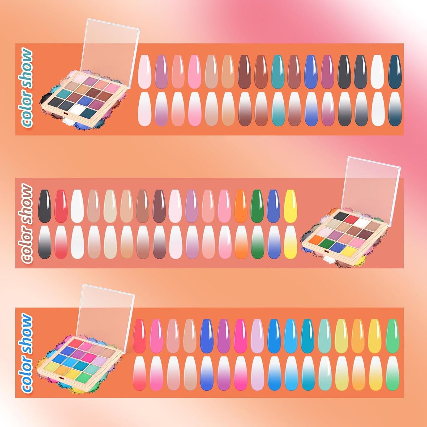 Nail Pigment Powder Palette Set, 16 Colors Ombre Nail Powder Palette with 100pcs Sponges & Tweezers French Aura Nails Ombre Nail Brush Nail Long-lasting Manicure Art DIY Accessories 07 Set