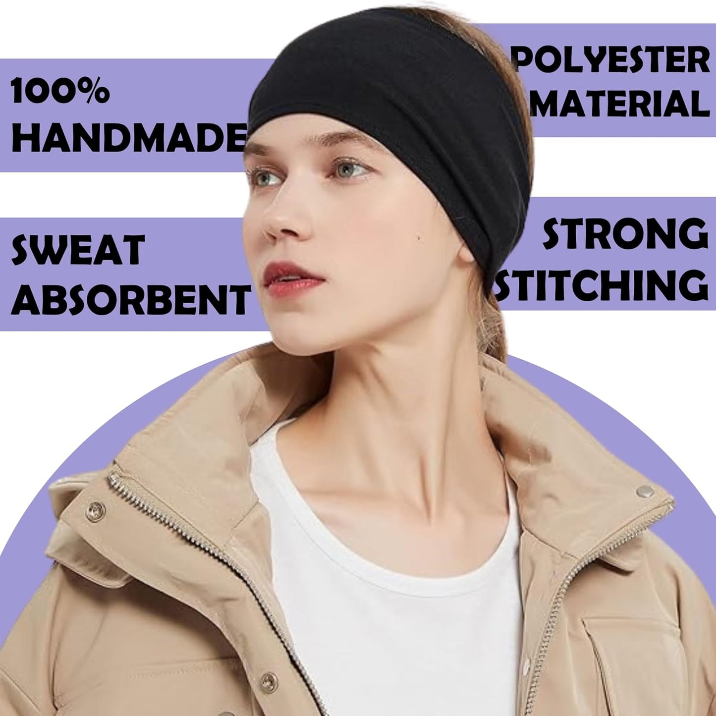 LOTUS78, Pack of 12 Wide Headbands for Women Non Slip, Fashionable Sports Hair Bands for Women's Hair, Soft Elastic Stretchy Head bands, Yoga Workout Headbands for Women Daily Fashion(Feel icon)