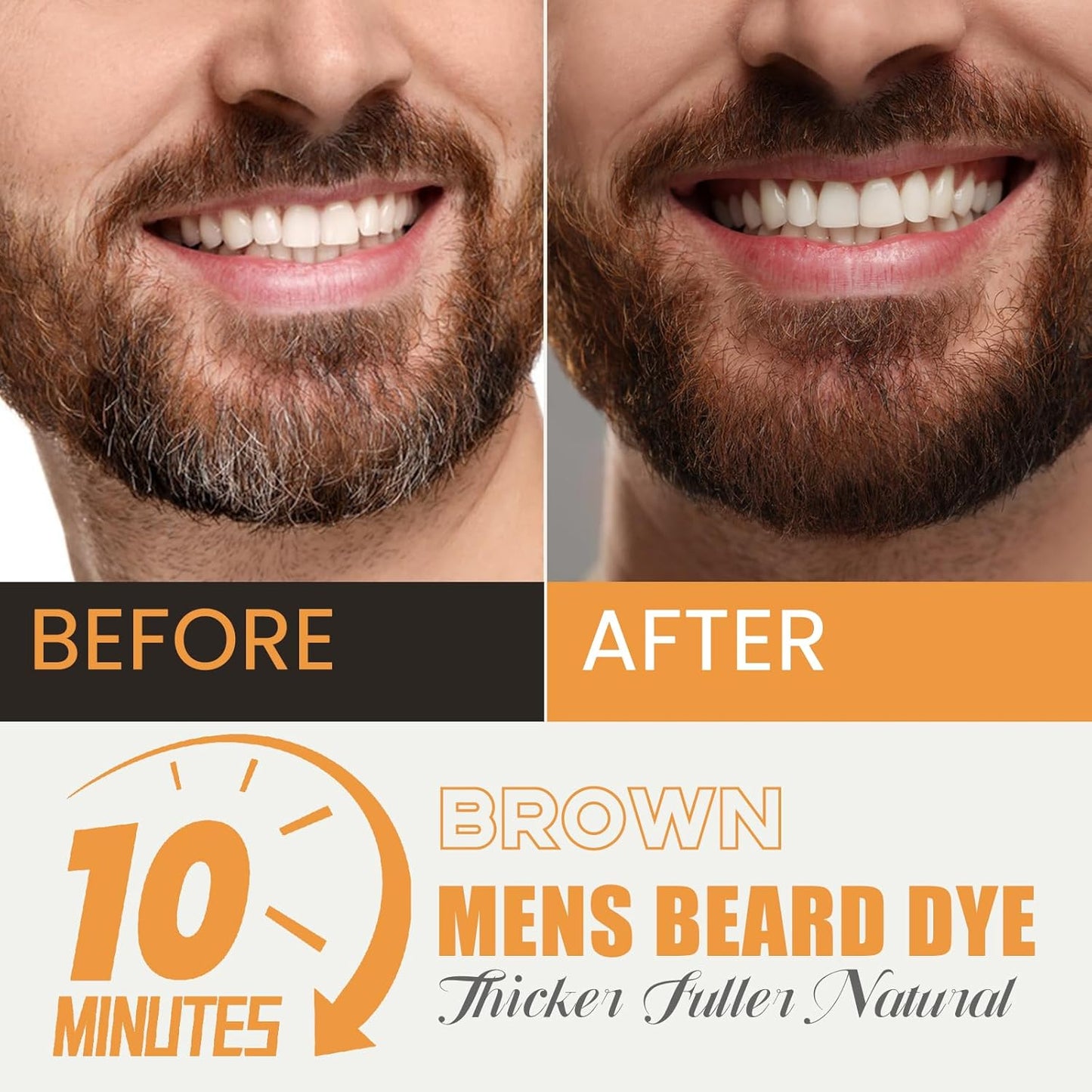 Men's Beard Dye, Brown Beard Dye Shampoo for Gray Hair Coverage, Root Touch Up, 3 in 1 Simpler Hair Color for Men, Long Lasting Hair Dye Shampoo for Beard & Mustache, 200 ml