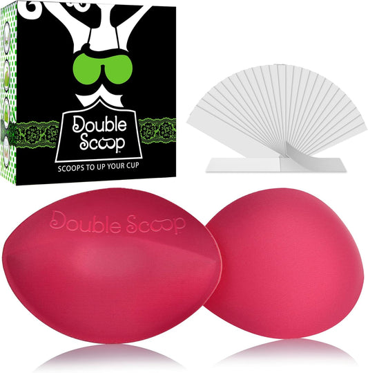 Double Scoop® Push Up Inserts w/Bonus Tape Sticky Strips, Instant Breast Implants, Replacement Bra Pads