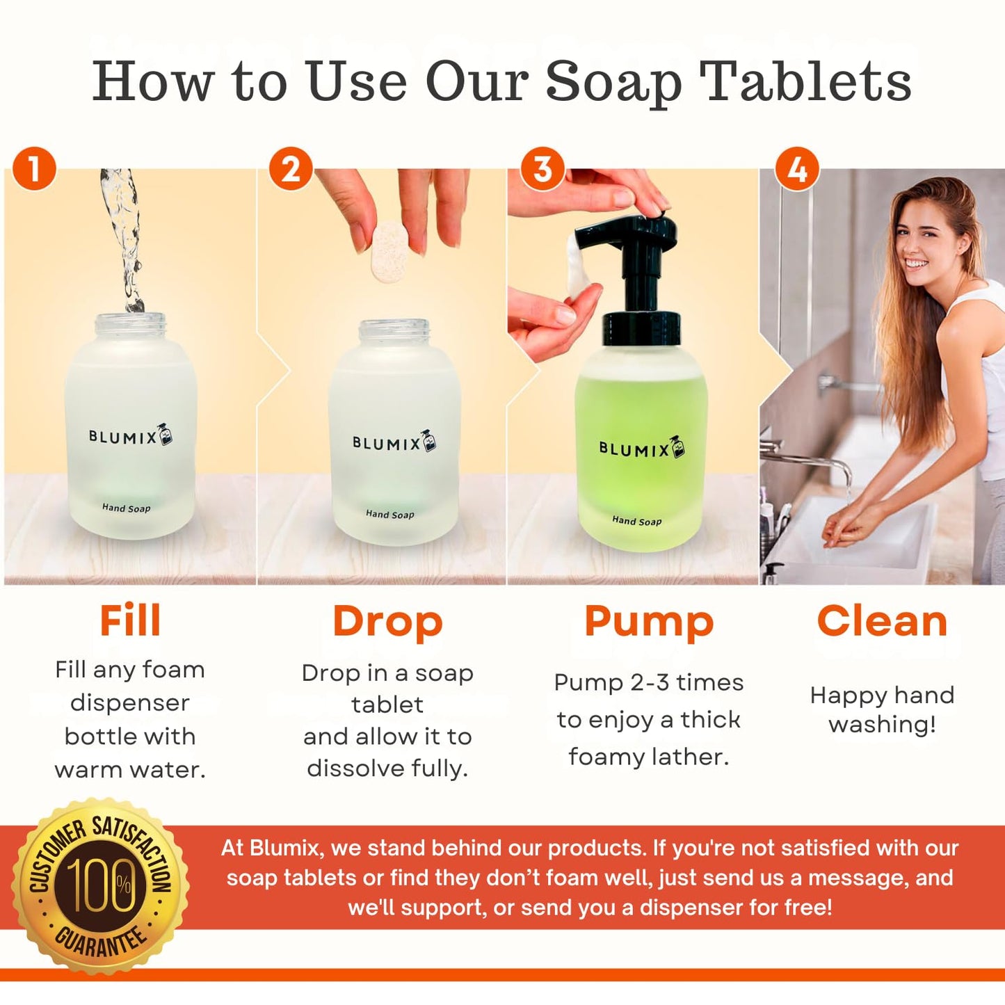 Foaming Hand Soap Tablet Refill – 6 Pack | Vanilla Scent | Eco-Friendly, Plastic-Free, Just-Add-Water Soap Refills | Zero Waste, Non-Toxic, Safe for Kids & Sensitive Skin
