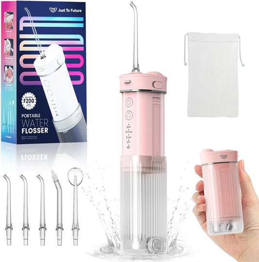 Portable Mini Water Dental Flosser for Teeth Cleaning Pick,Travel Oral Irrigator with Telescopic Water Tank,4 Modes and Waterproof Design-Perfect for Braces,Bridges,Home&Travel Dental Care