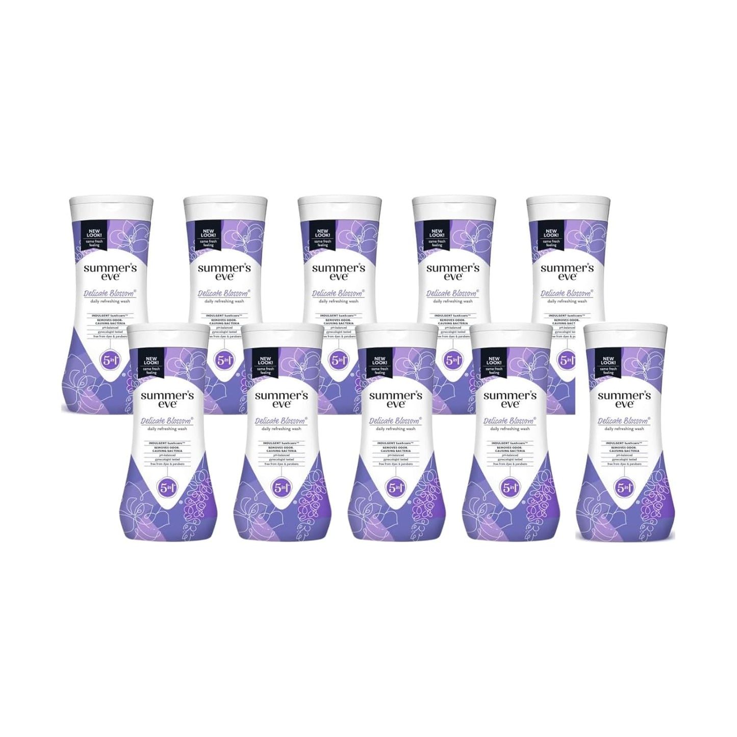 Summer's Eve Delicate Blossom Daily Refreshing Feminine Wash, Removes Odor, pH balanced, 15 fl oz. (Pack of 10)