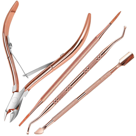 FANDAMEI Nail Care Kit, Nail Cuticle Nippers, Ingrown Toenail Tools Kit, Nail Lifter, Toenail File and Lifters Stainless Steel, Nail Cuticle Pushers, Professional Manicure and Pedicure Set, 4 PCS