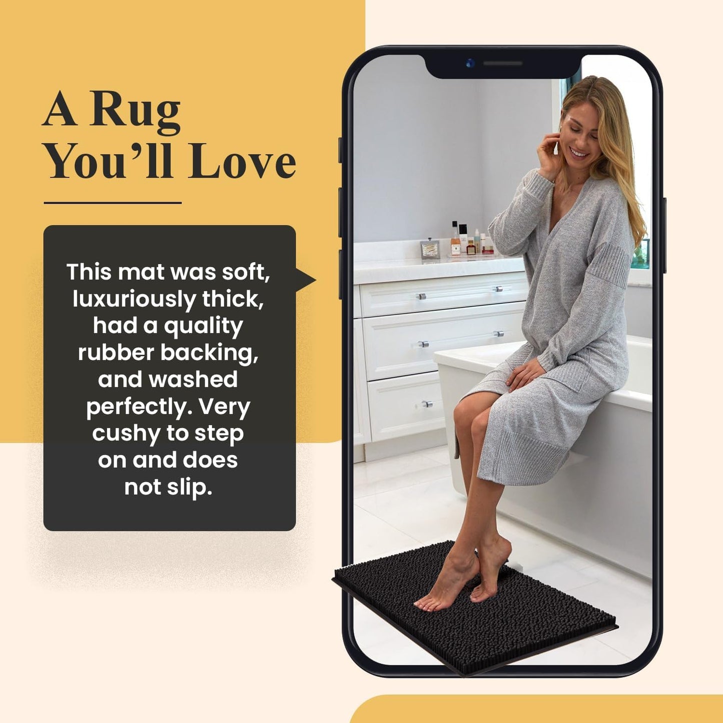 MAYSHINE Plush Shaggy Chenille Bath Mat | Extra Soft, Super Absorbent, Non-Slip Bathroom Rug | Fluffy Microfiber, Area Rug Sets for Bathroom Floor, Kitchen, Living Room | 24"x17" | Charcoal Gray