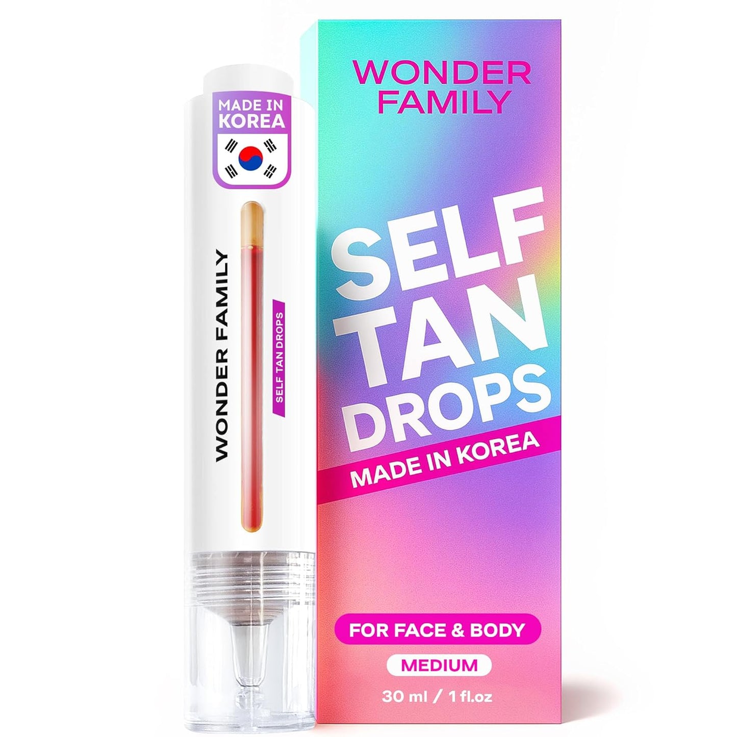 Self Tanning Drops Kit with Mixing Palette – Made in Korea with Natural Ingredients, Aloe Leaf Juice & Hyaluronic Complex Face & Body Non-Toxic, Fragrance-Free, Sunless Bronzing Glow – 1 fl oz