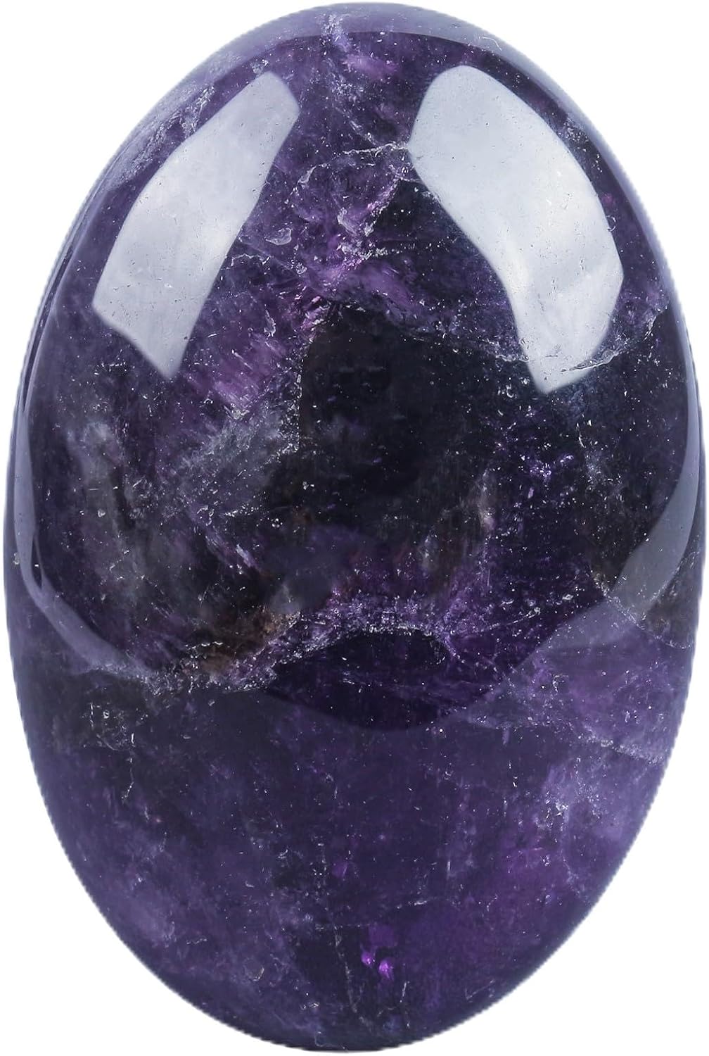 Natural Amethyst Oval Polished Worry Stones, Healing Crystal Indoor Fountain Stones Massage Energy Anxiety Relief Items