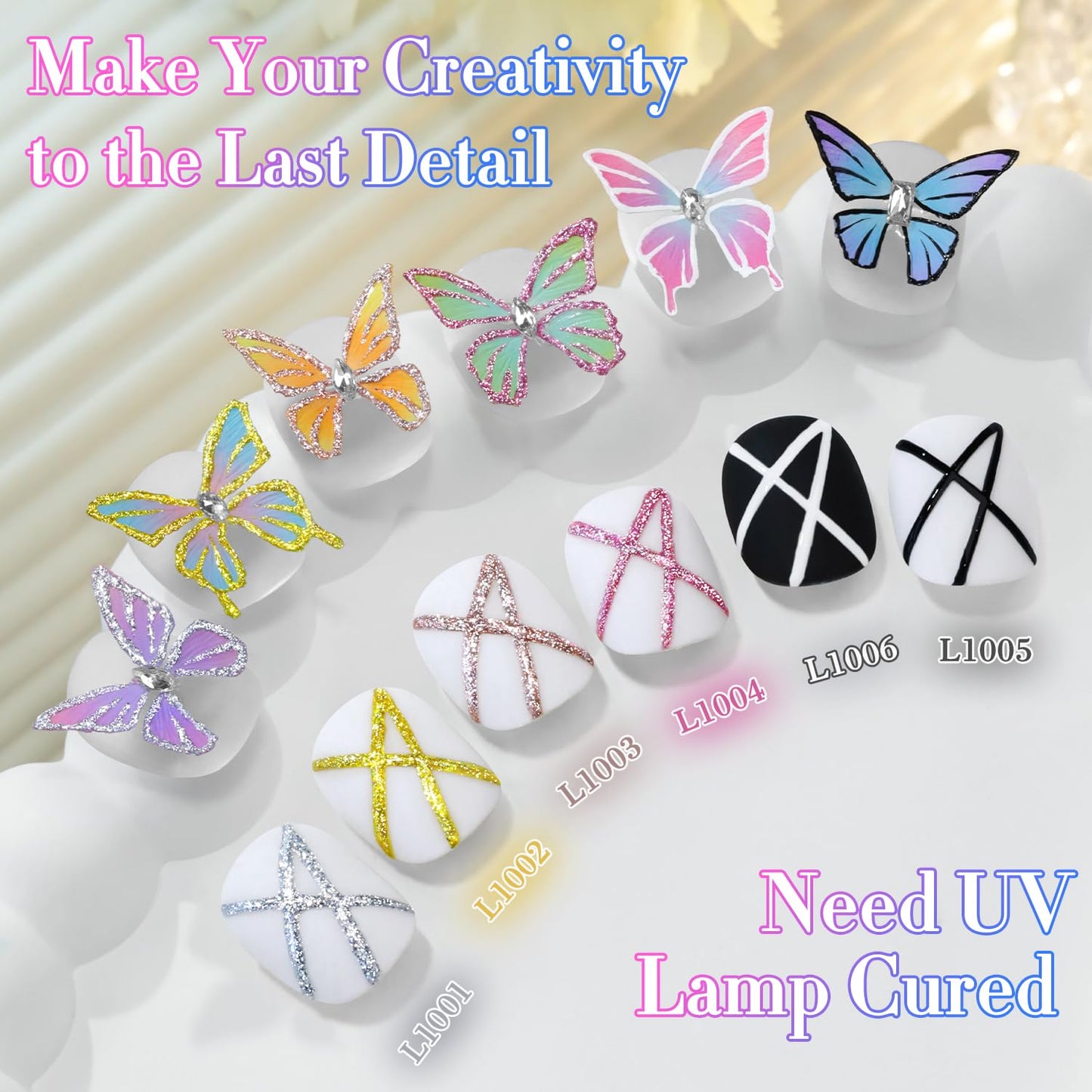 Double Rhythm 6 Pcs 15 ML Gel Liner Polish Nail Art Set Chrome Metallic Glitter Soak Off Gel Polish Kit Nail Art Manicure Salon DIY at Home for Women (Gold Silver Black White-T6-52)