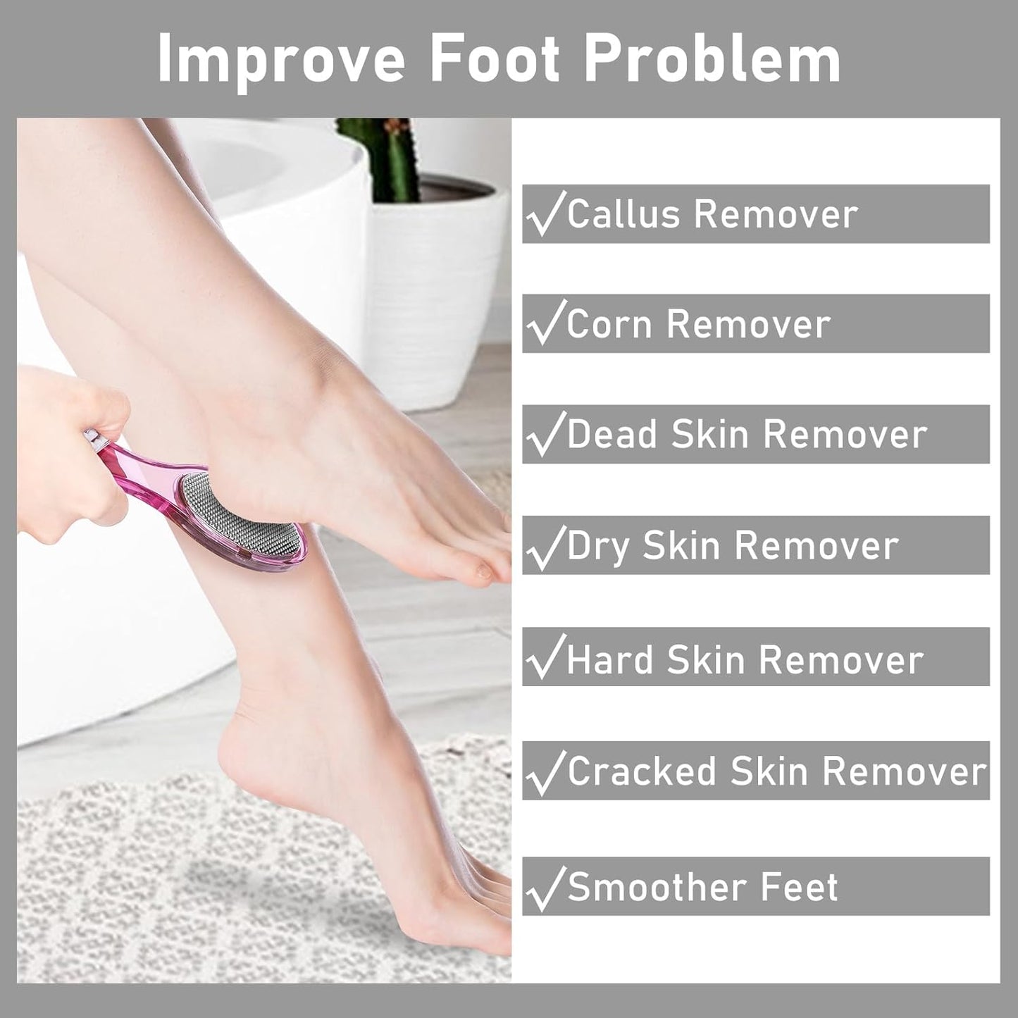 Pumice Stone Brush for Feet 4 in 1, Foot File Callus Remover, Foot Rasp and Sand Paper Pedicure Tools with Handle, Shower Foot Scrubber, Soft Smooth Feet for Home Foot Care,4 Pack