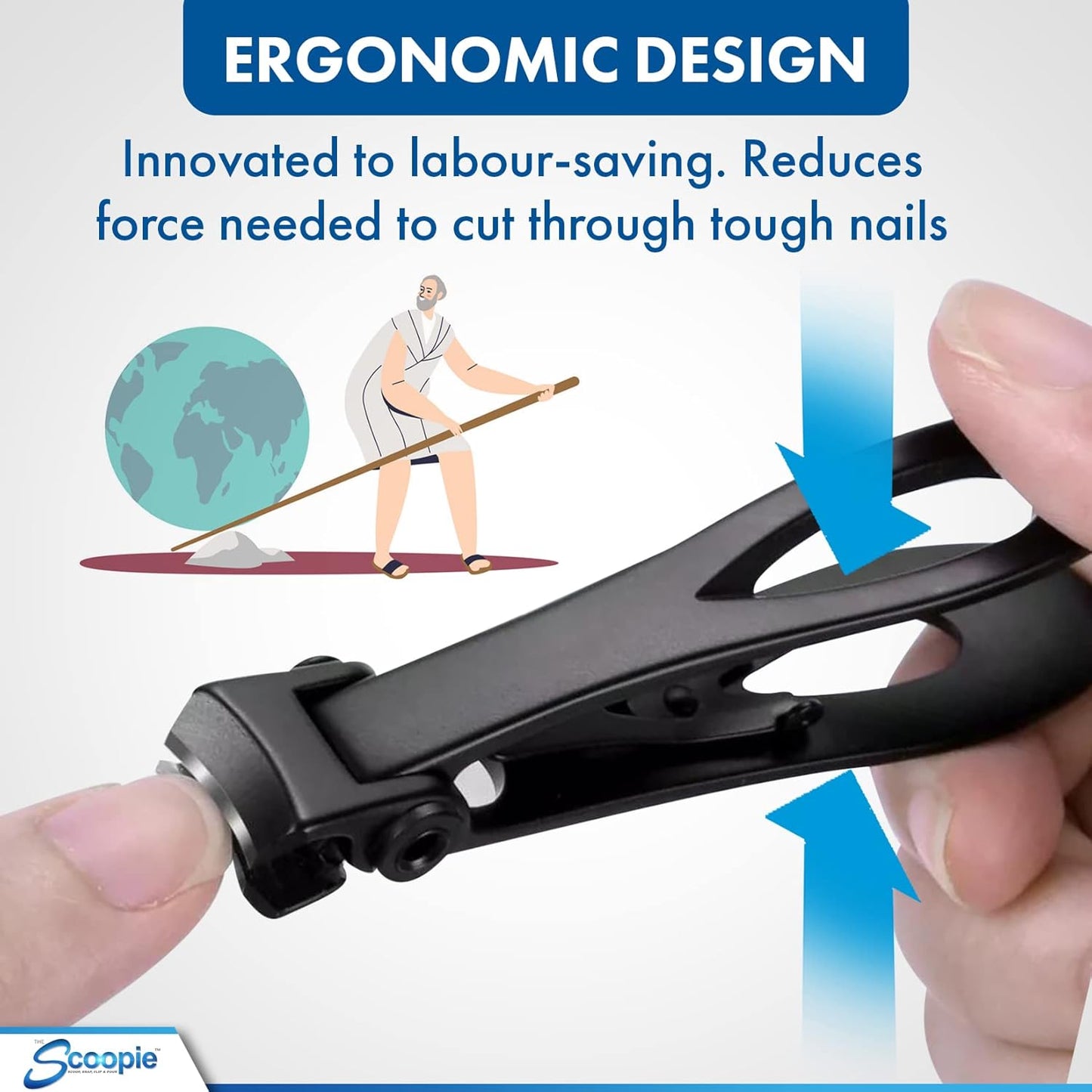 Nail Clippers for Men and Women, Toenail Clippers and Fingernail Clippers, Includes Nano Fiber Nail File (Large, Black), 15mm Wide Jaw Trimming for Adults, Manicure Set and Pedicure Kit