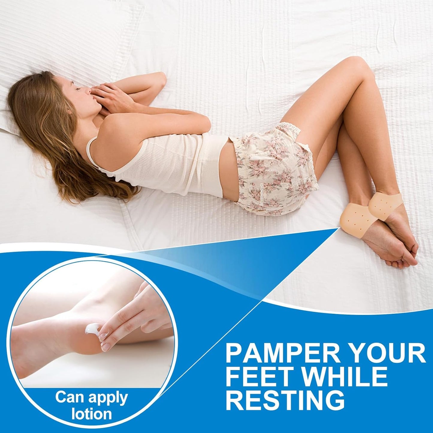 MADHOLLY 5 Pairs Silicone Heel Protectors- Breathable Heel Gel Heel Cushions for Cracked Heel- Heel Cups Heel Cover for Heel Repair Women Men