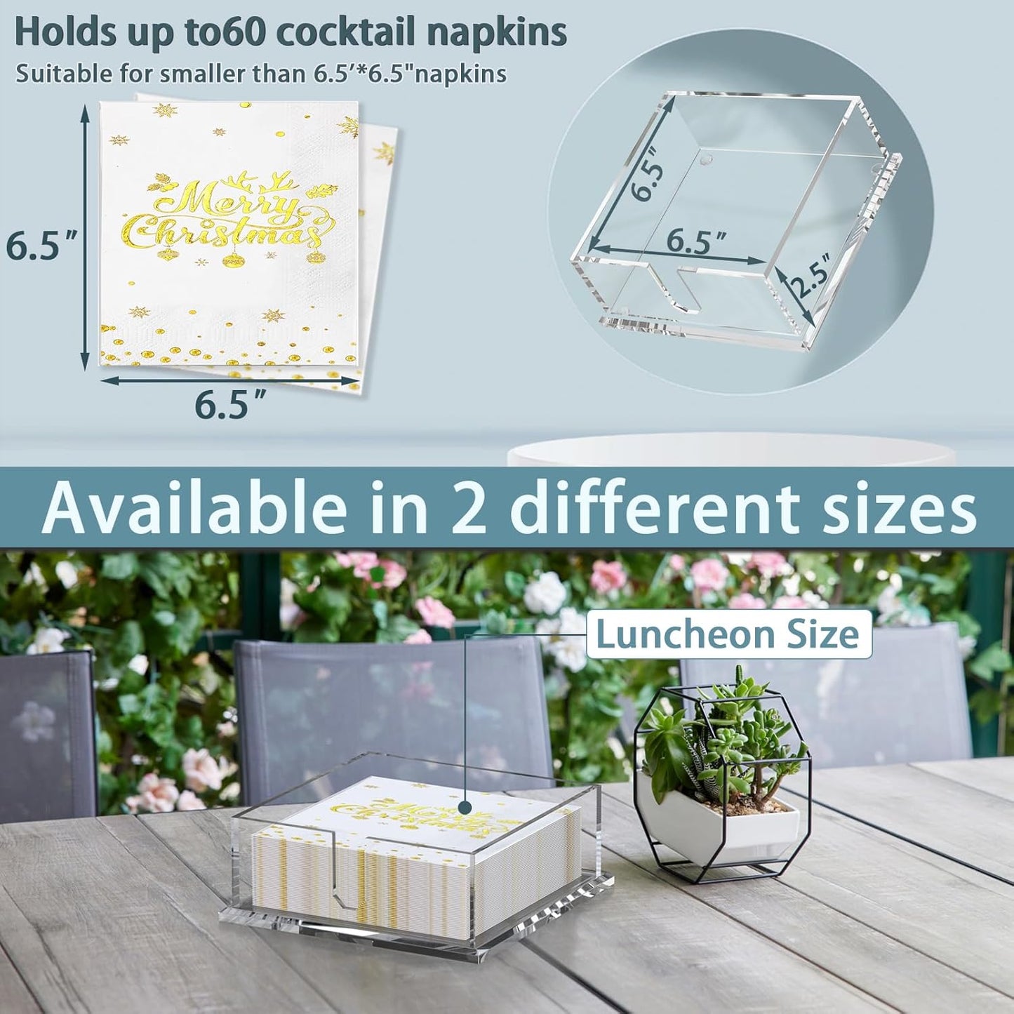 Napkin Holder for Table, Acrylic Napkin Paper Towel Holder for Kitchen, Clear Acrylic Guest Towel Holder Tray for Bathroom, Cocktail Napkin Holder for Dinner (Square Clear 7'')
