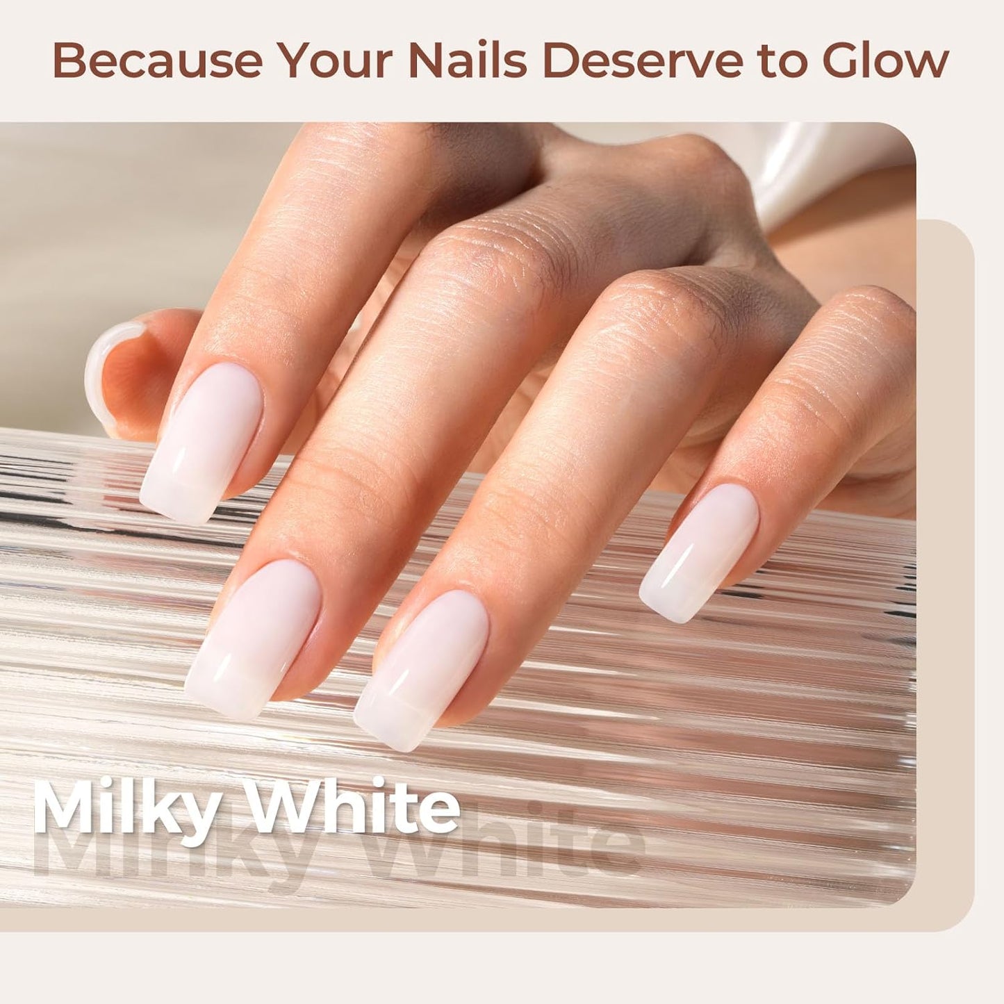 AILLSA Milky White Gel Nail Polish Natural Nude Jelly Gels Polish Light Color Translucent Nude Polish Sheer White Neutral Nails Soak Off U V Gel for French Manicure Nail Salon at Home 0.51 Fl Oz/GB07