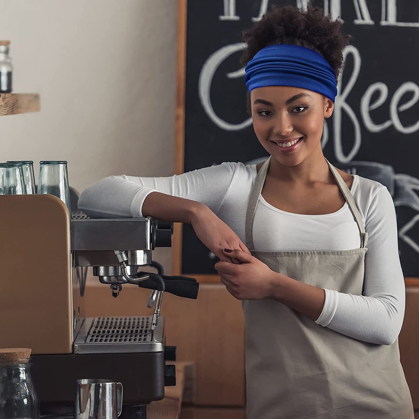 Yeshan Wide Headbands for Women - No Slip African Boho Solid Bandana Elastic Yoga Workout Sweat Bands Running Sport Turban Knotted Headwraps, Pack of 6