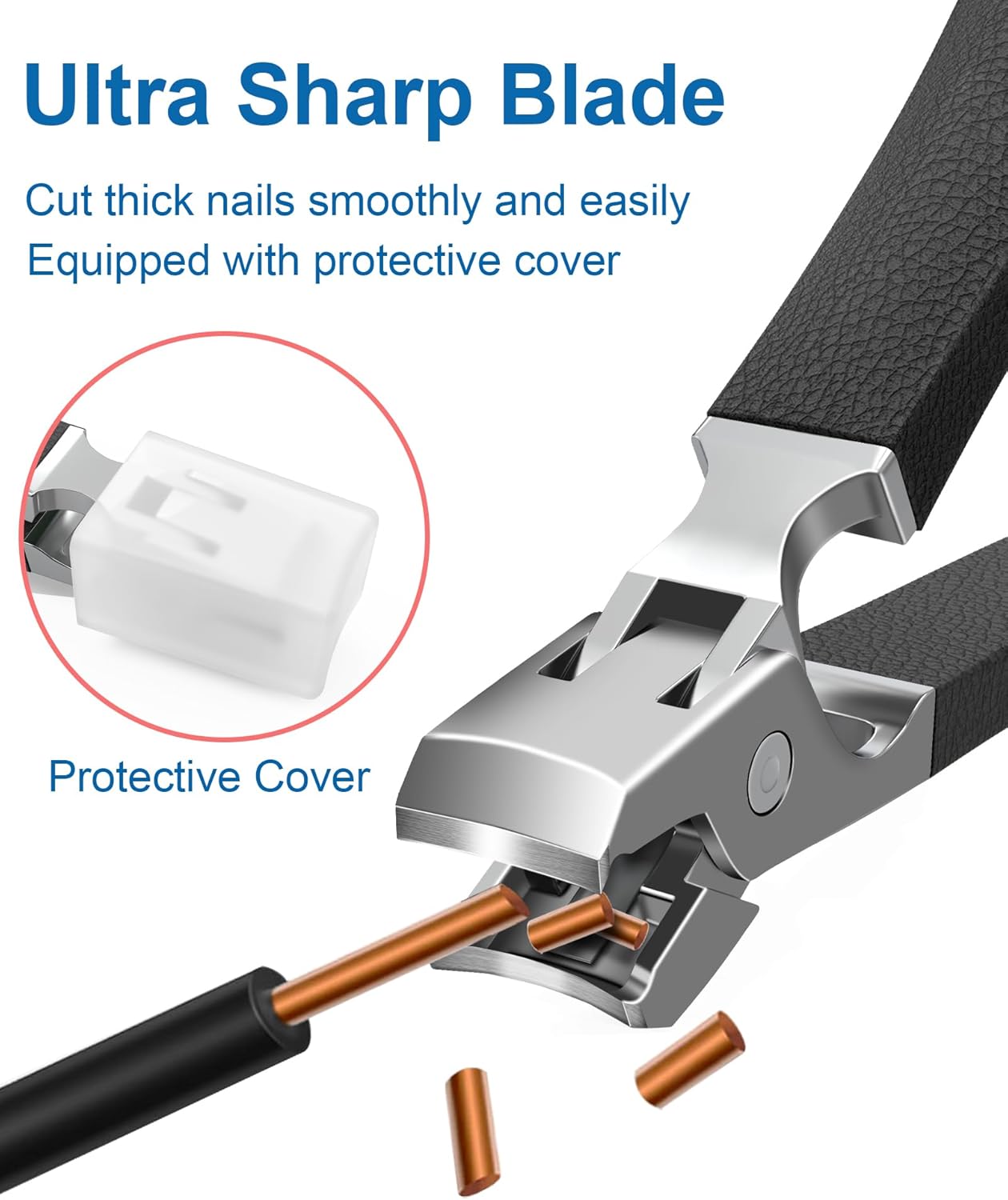 Nail Clippers - Ultra Sharp Anti Splash Fingernail and Toenail Clipper, with Nail Catcher, for Men & Women, Seniors, Black