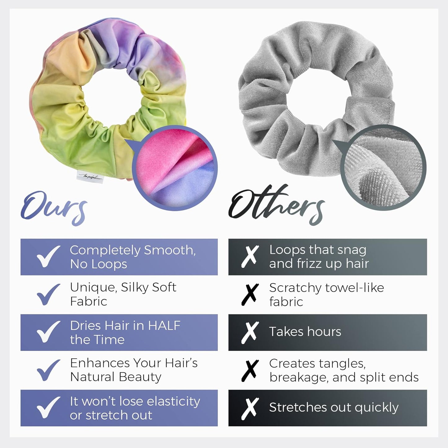 Microfiber Hair Drying Towel Scrunchies by The Perfect Haircare - Anti-Frizz & Silky Smooth - Ponytail/Bun Holder - Quick Drying & Absorbent - for Curly, Wavy, Long & Short Hair (Watercolor - 2pack)