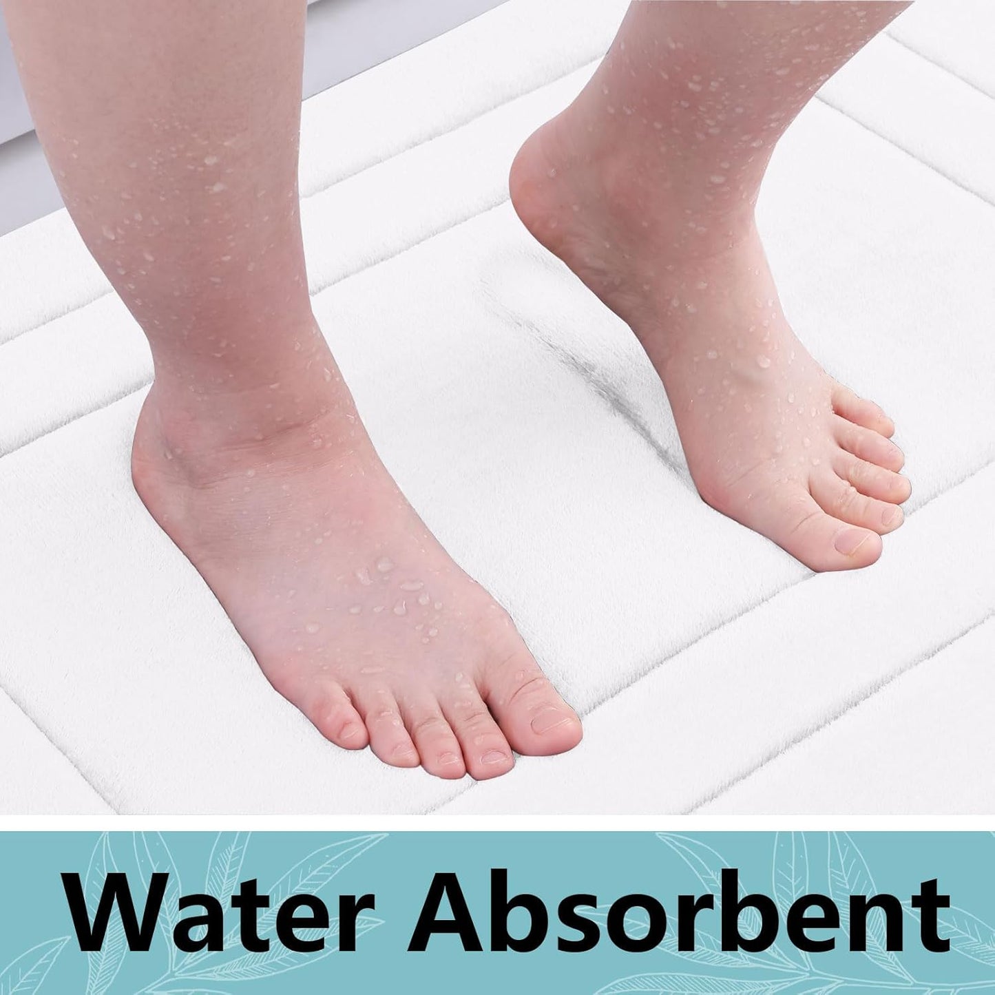 Arotive Memory Foam Bathroom Rug Mat 24x16, Ultra Soft and Absorbent Bath Mat, Machine Wash Dry, Comfortable Bath Rug Carpet for Bathroom Floor, Tub and Shower, White