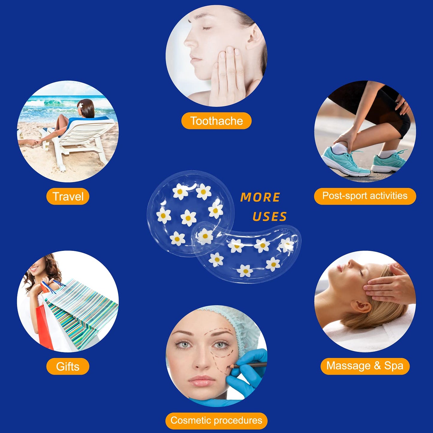 ZNÖCUETÖD Gel Ice Pack Reusable Cooling Eye Pads and Under Eye Patches,Eye Hot Cold Treatment Pack for Redness,Pain Relief and Eye Relax